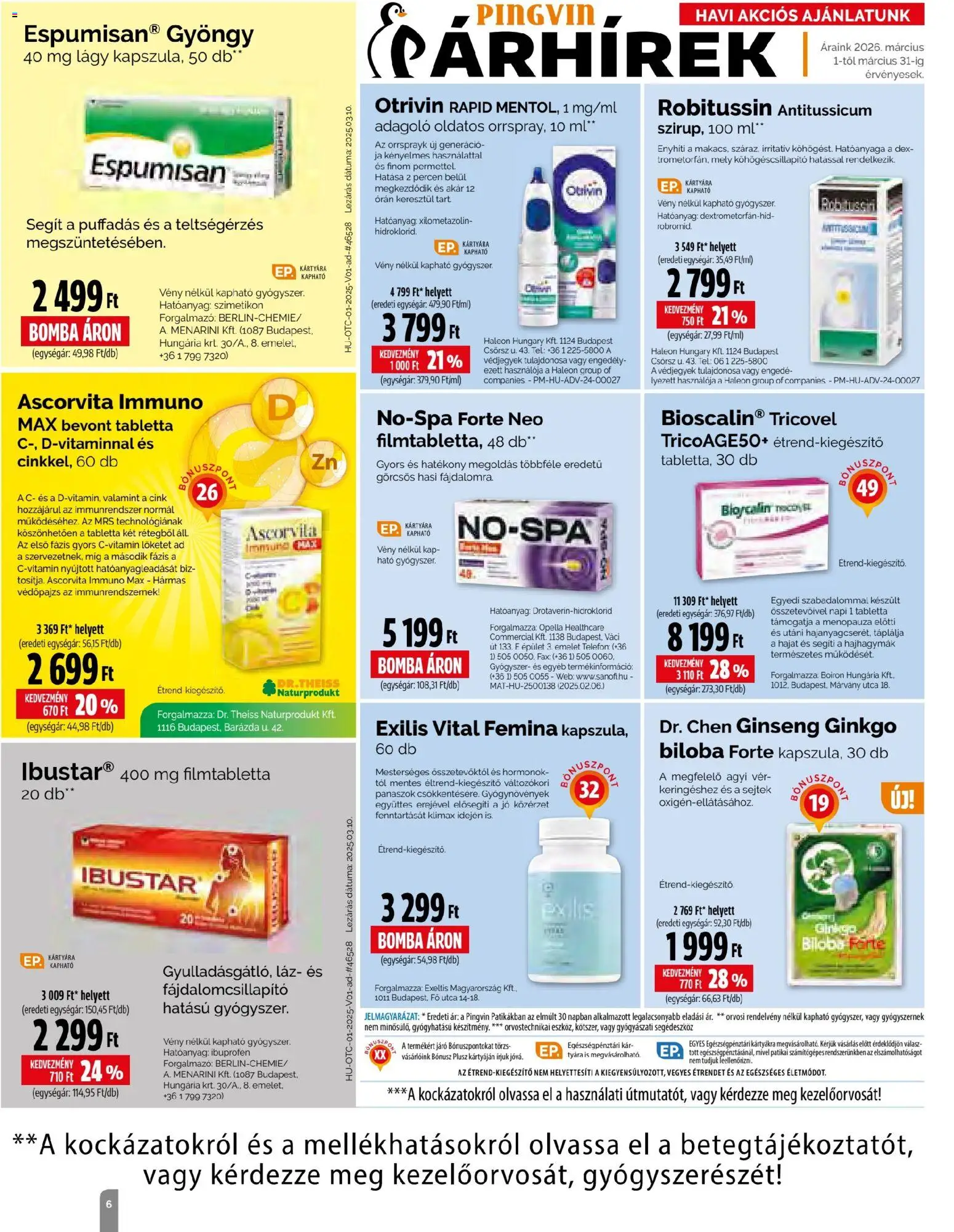 Pingvin Patika akciós ujság - amely érvényes a következő dátumtól: 01.03.2026 | Oldal: 6