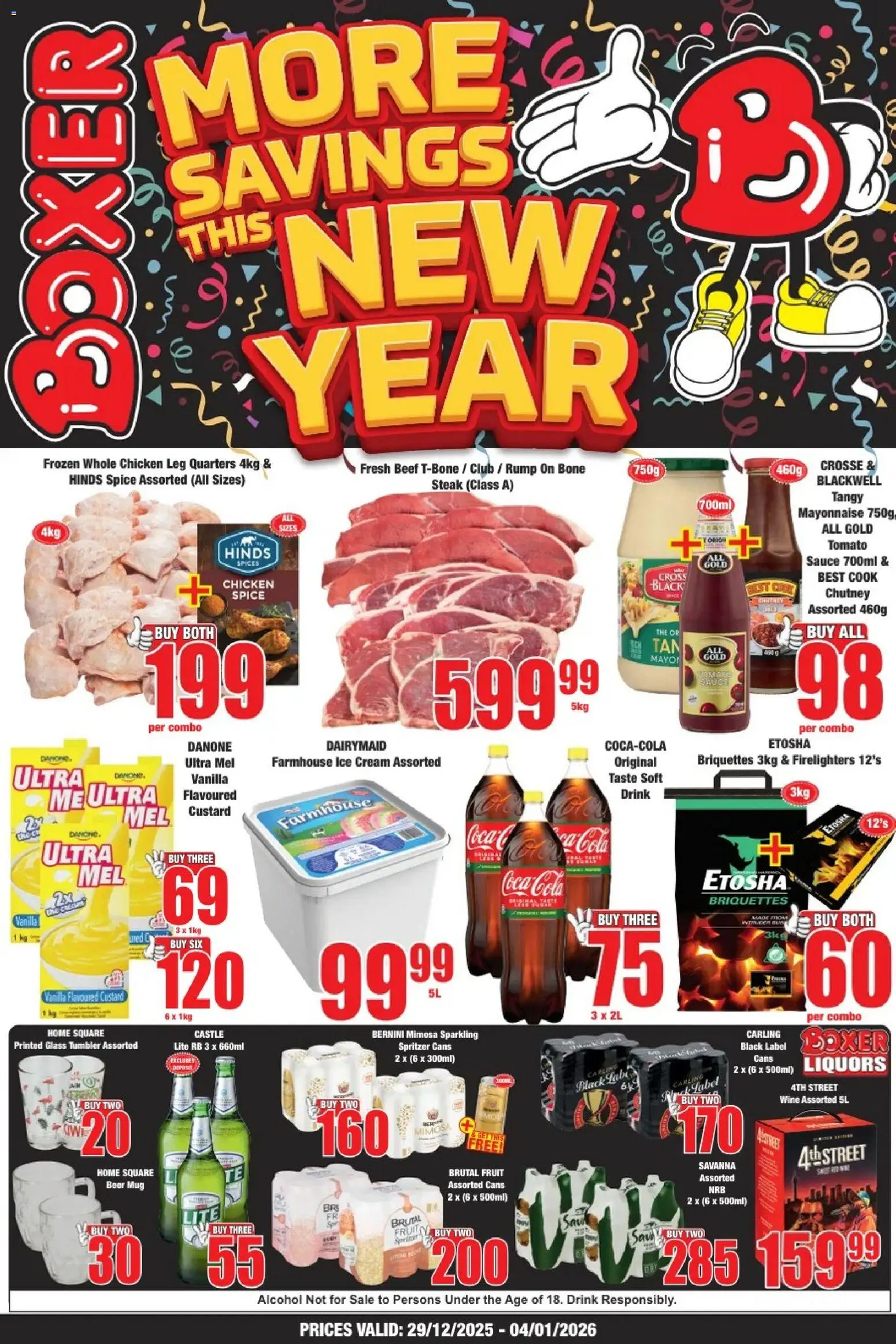 New Boxer catalogue – valid from 29.12.2025 | Page: 1 | Products: Steak, Wine, Ice cream, Fruit