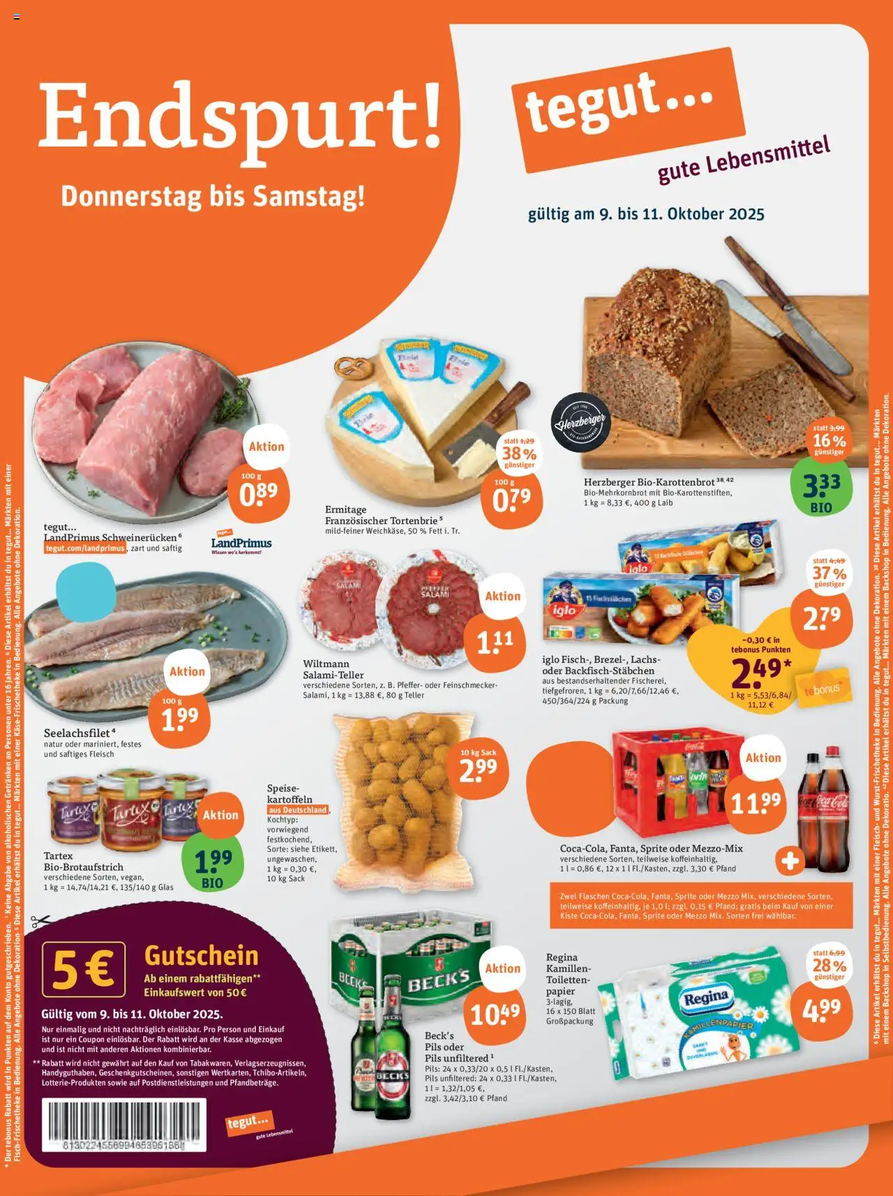 Tegut Prospekt – gültig ab 06.10.2025 | Seite: 1 | Produkte: Iglo, Kartoffeln, Schweinerucken, Salami