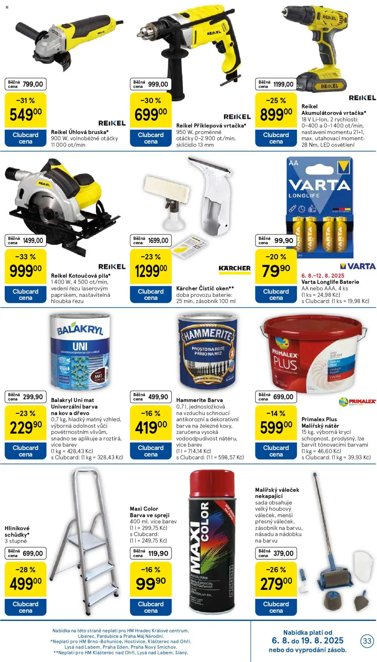 Tesco leták - Hypermarket od 06.08.2025 | Strana: 33 | Produkty: Primalex, Baterie, Váleček, Čistič oken