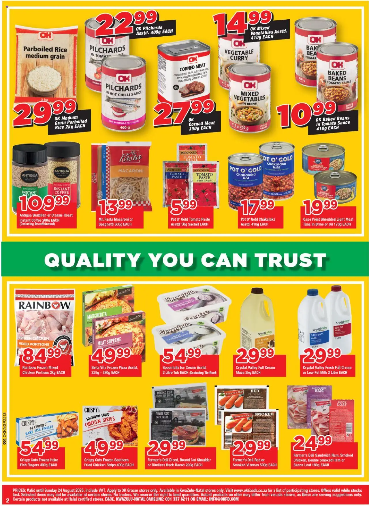 OK Foods KwaZulu-Natal - OK Grocer │ valid from 13.08.2025 | Page: 2 | Products: Ham, Cream, Vegetables, Sauce