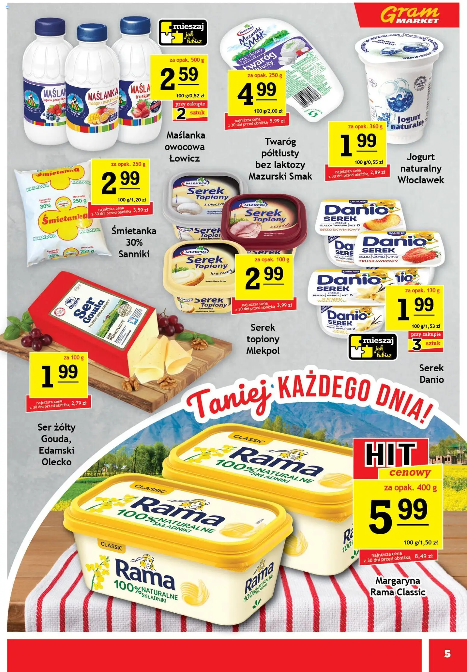 Gram Market gazetka od 22.04.2026 | Strona: 5 | Produkty: Maślanka, Serek, Ser, Twaróg