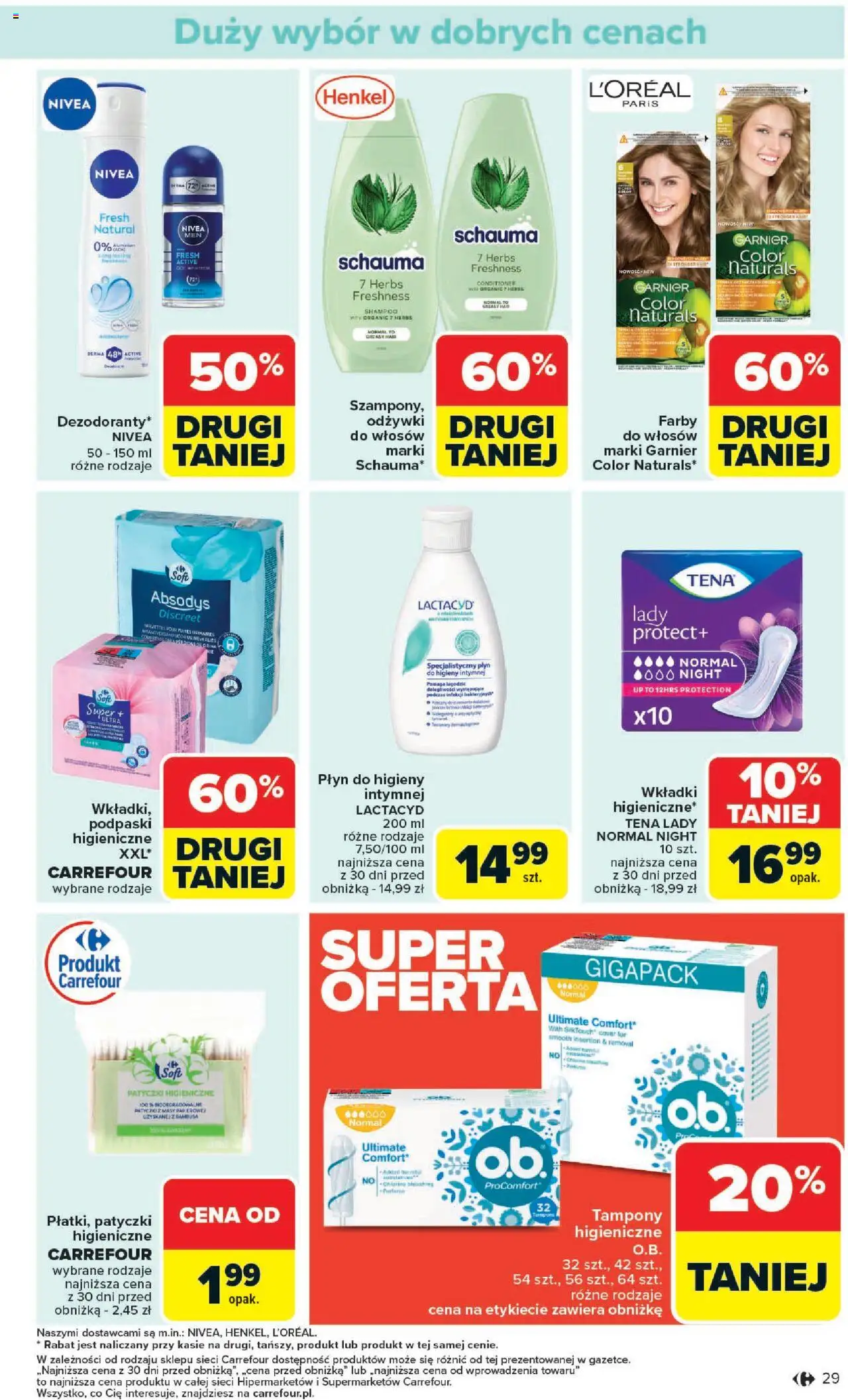 Carrefour Gazetka od 09.06.2025 | Strona: 31 | Produkty: Farby do włosów, Tampony, Podpaski, Płyn do higieny intymnej