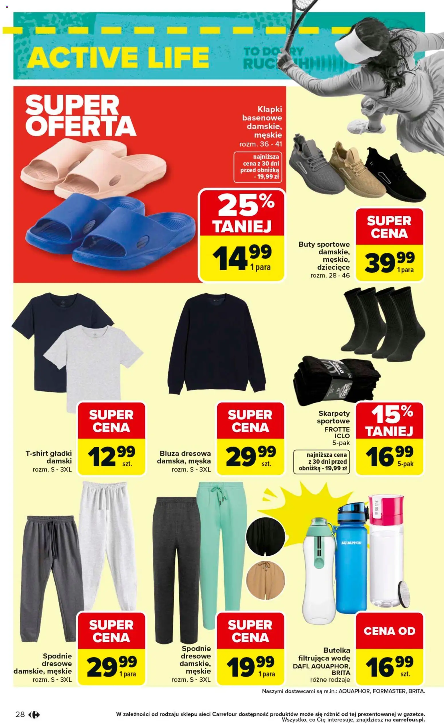 Carrefour gazetka - Gdzie Kwitnie Życie od 07.04.2026 | Strona: 28 | Produkty: Buty sportowe, Spodnie, Buty, Klapki