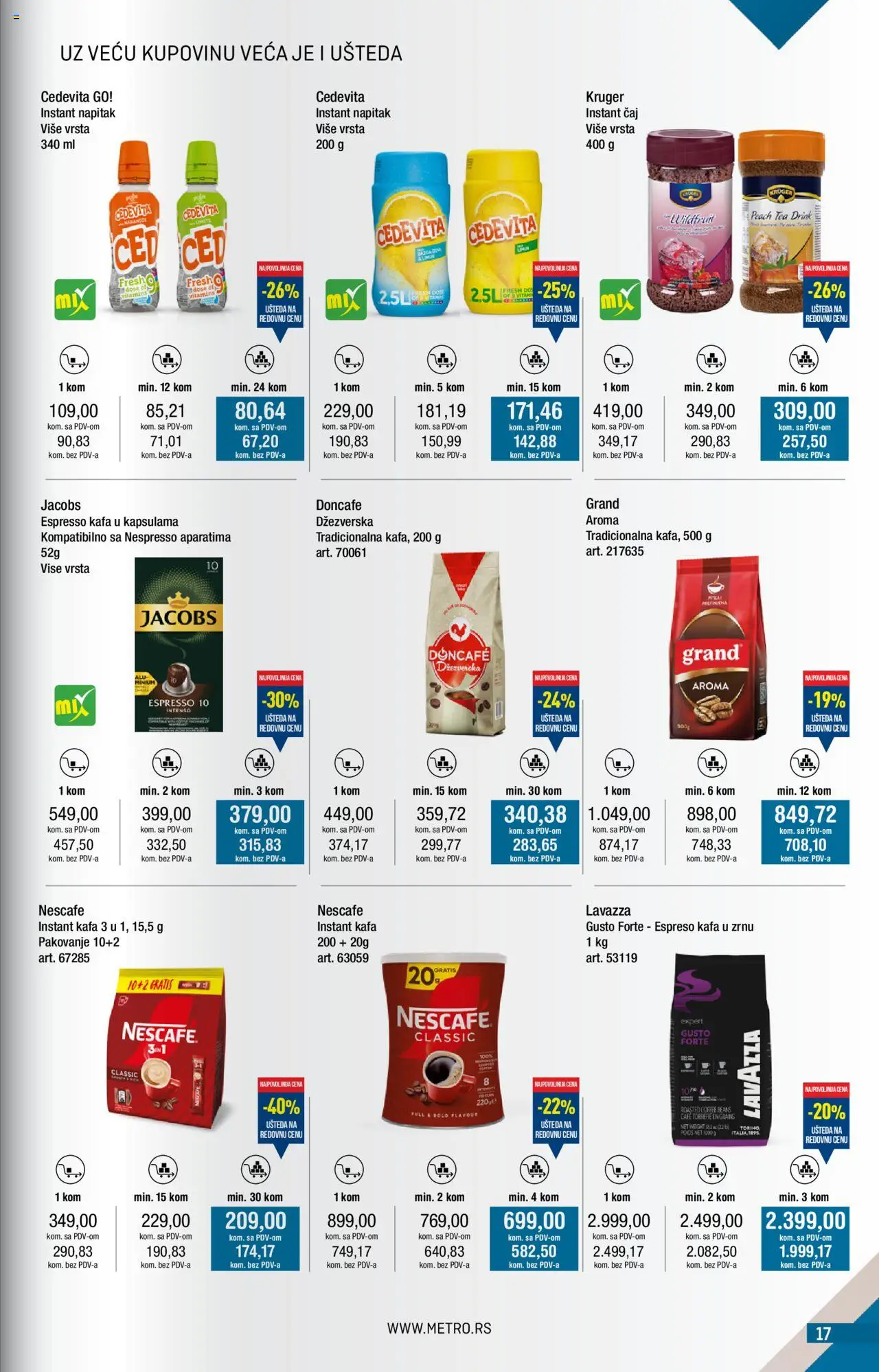 Metro katalog - važi od 01.07.2025 | Strana: 17 | Proizvode: Doncafe, Cedevita, Kafa, Čaj