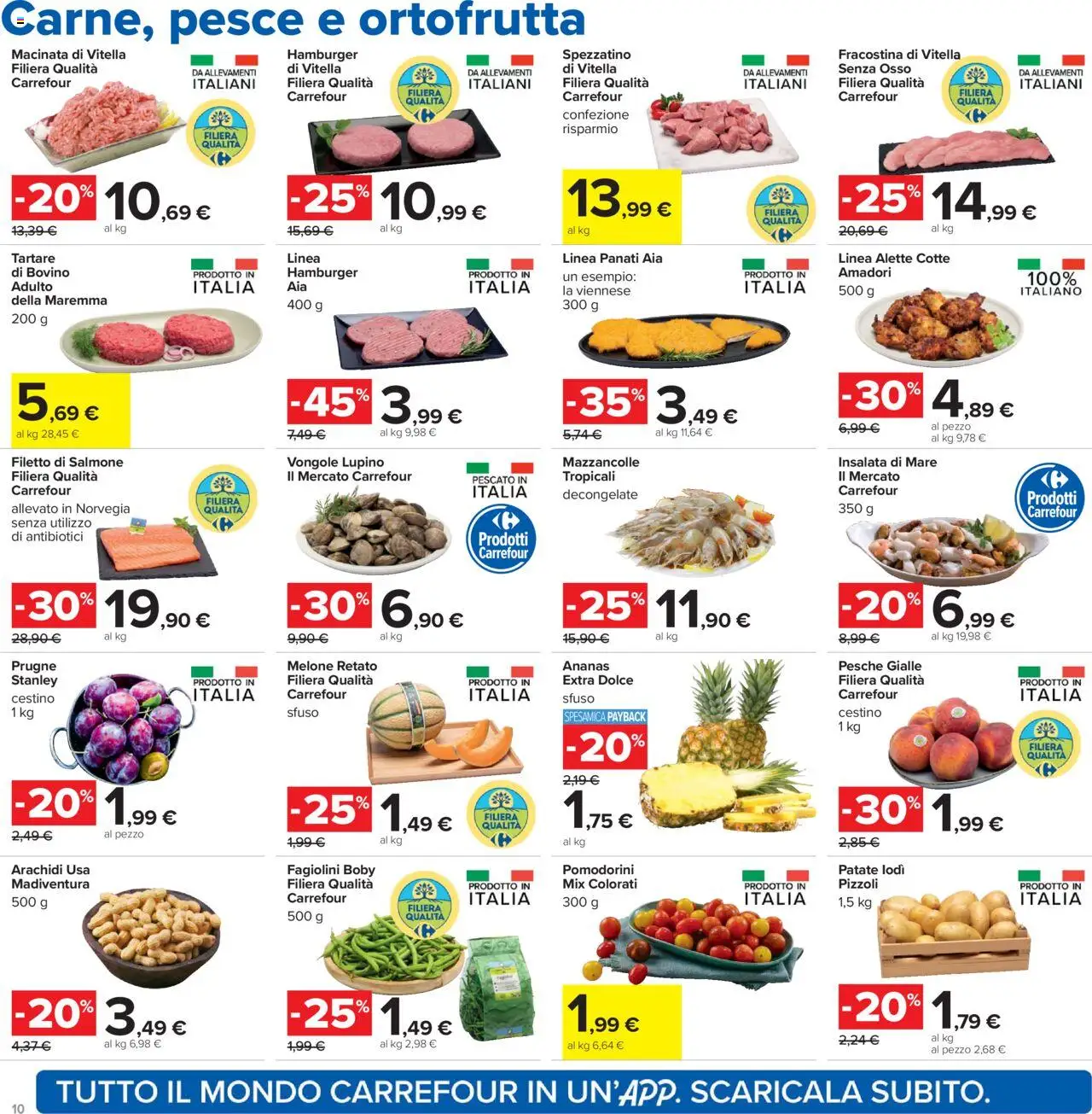Volantino Carrefour del 07.08.2025 | Pagina: 10 | Prodotti: Pomodorini, Salmone, Vongole, Arachidi