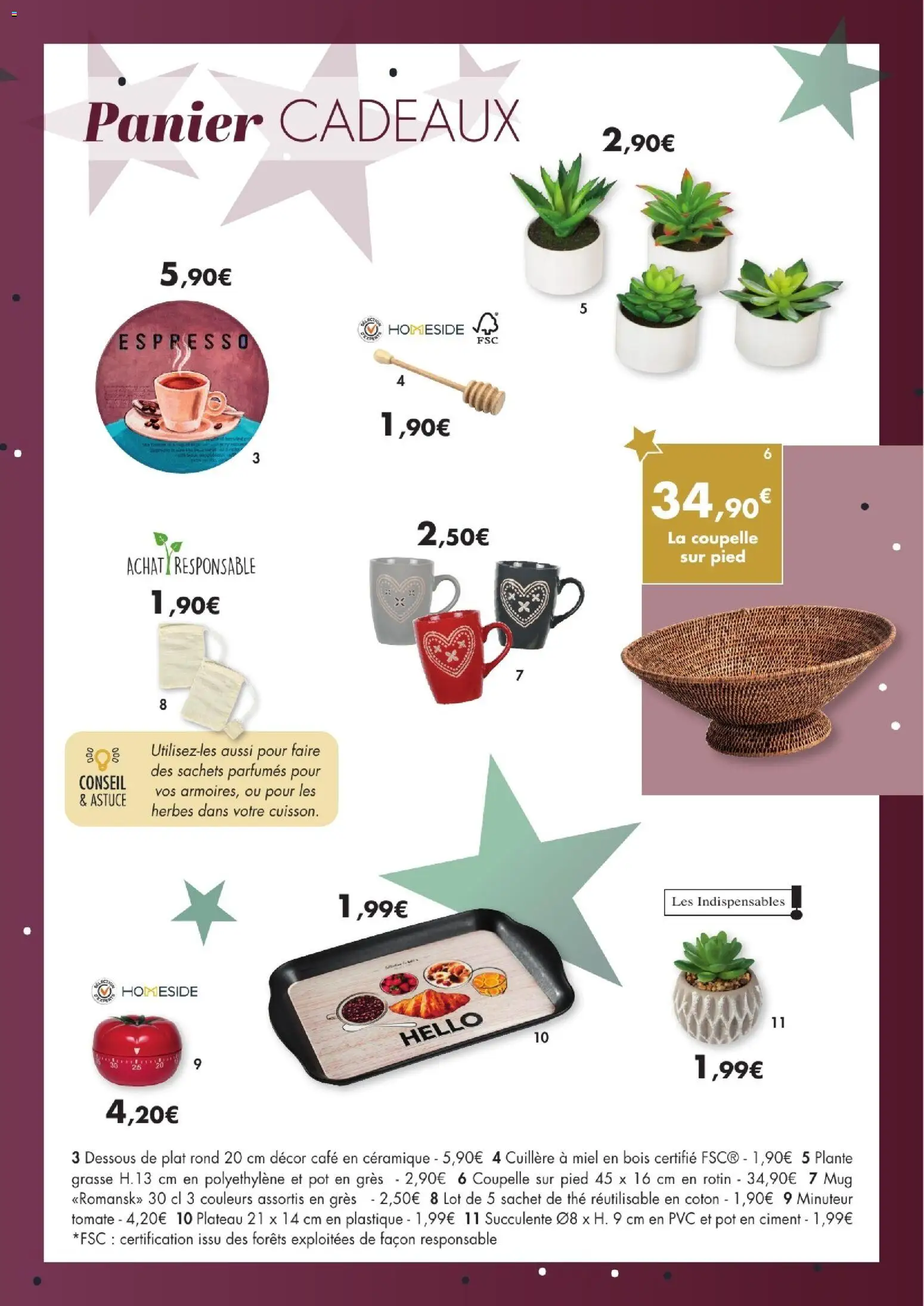 {H1} | Page: 23 | Produits: Miel, Panier, Café, Thé