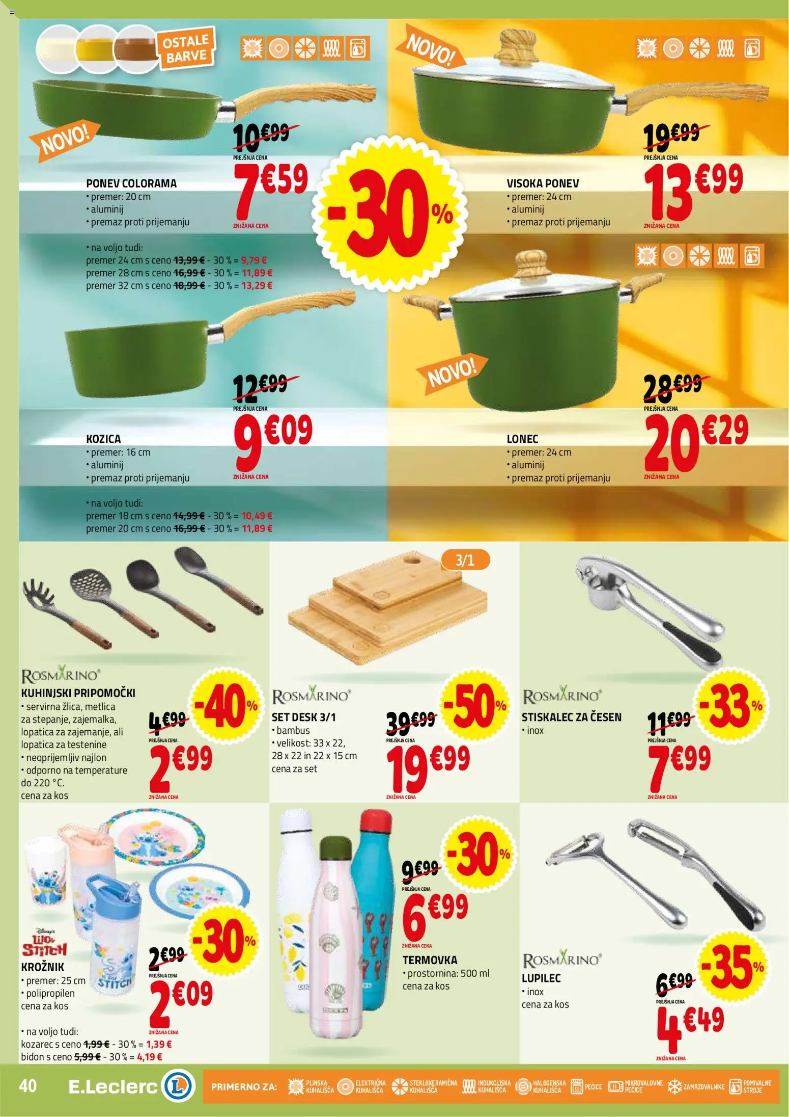 Novi E.leclerc katalog ponudbe – veljaven od 28.01.2026 | Stran: 40 | Izdelki: Kozarec, Kos, Testenine, Cesen