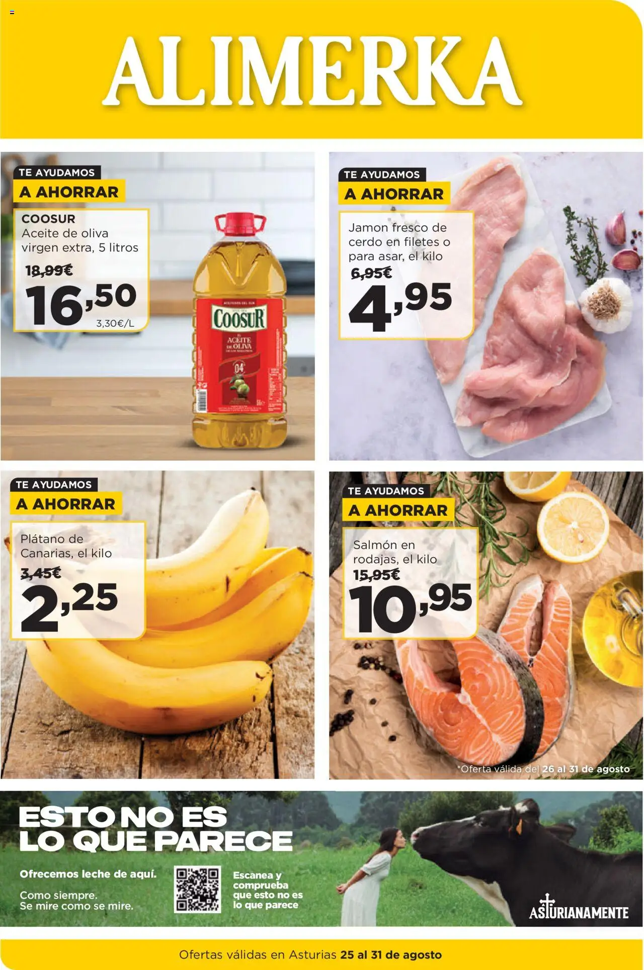 Alimerka folleto Asturias │ válido desde el 25.08.2025 | Página: 1 | Productos: Leche, Aceite, Cerdo, Té