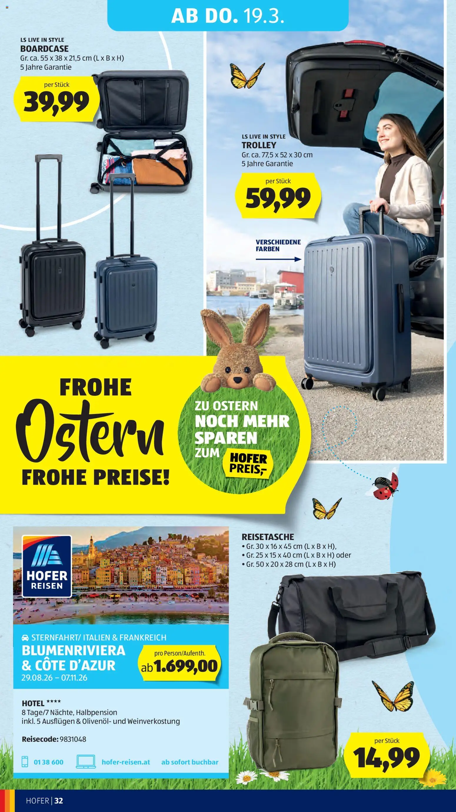 Hofer Flugblatt gültig ab 11.03.2026 | Seite: 39 | Produkte: Reisetasche
