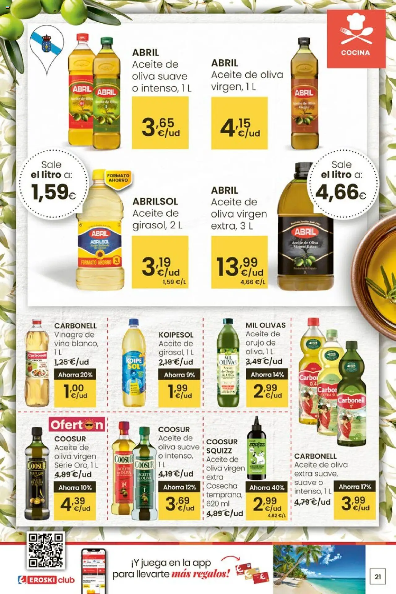 Eroski - Ofertones para conquistarte │ válido desde el 12.06.2025 | Página: 21 | Productos: Aceite de oliva, Aceite de oliva virgen extra, Juega, Δεξαμενή