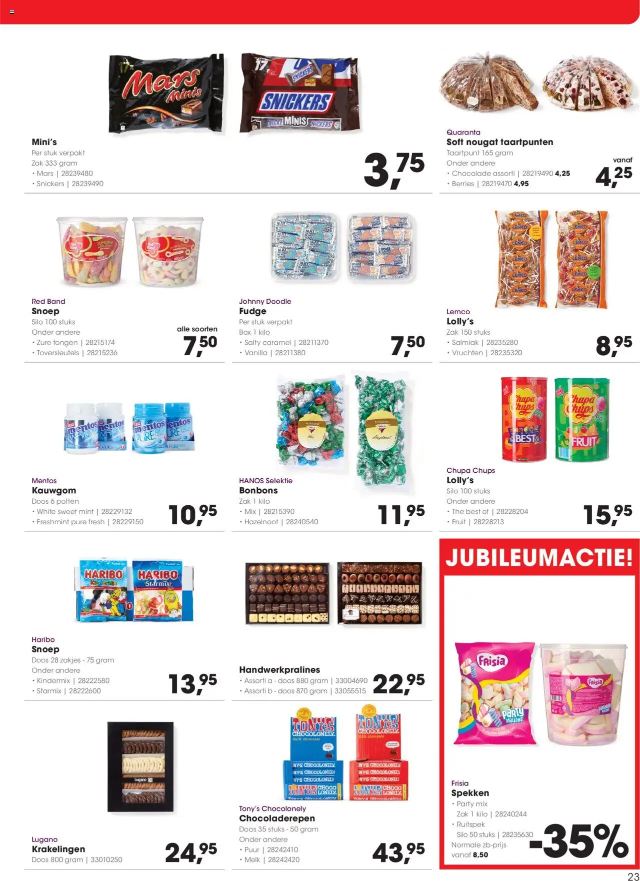 {H1} | Pagina: 23 | Producten: Melk, Mars, Kauwgom, Fruit