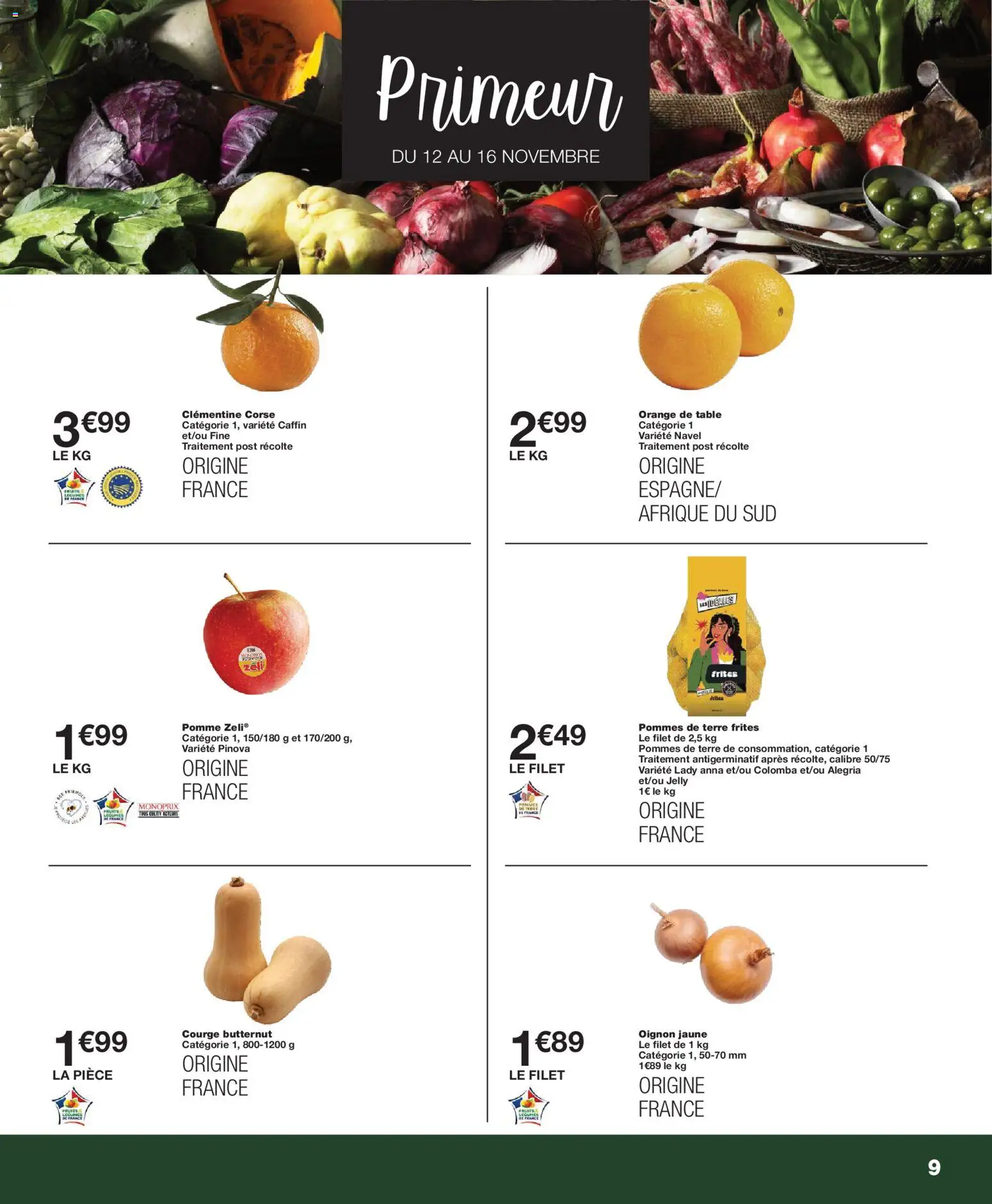 {H1} | Page: 9 | Produits: Clémentine, Table, Butternut, Pommes