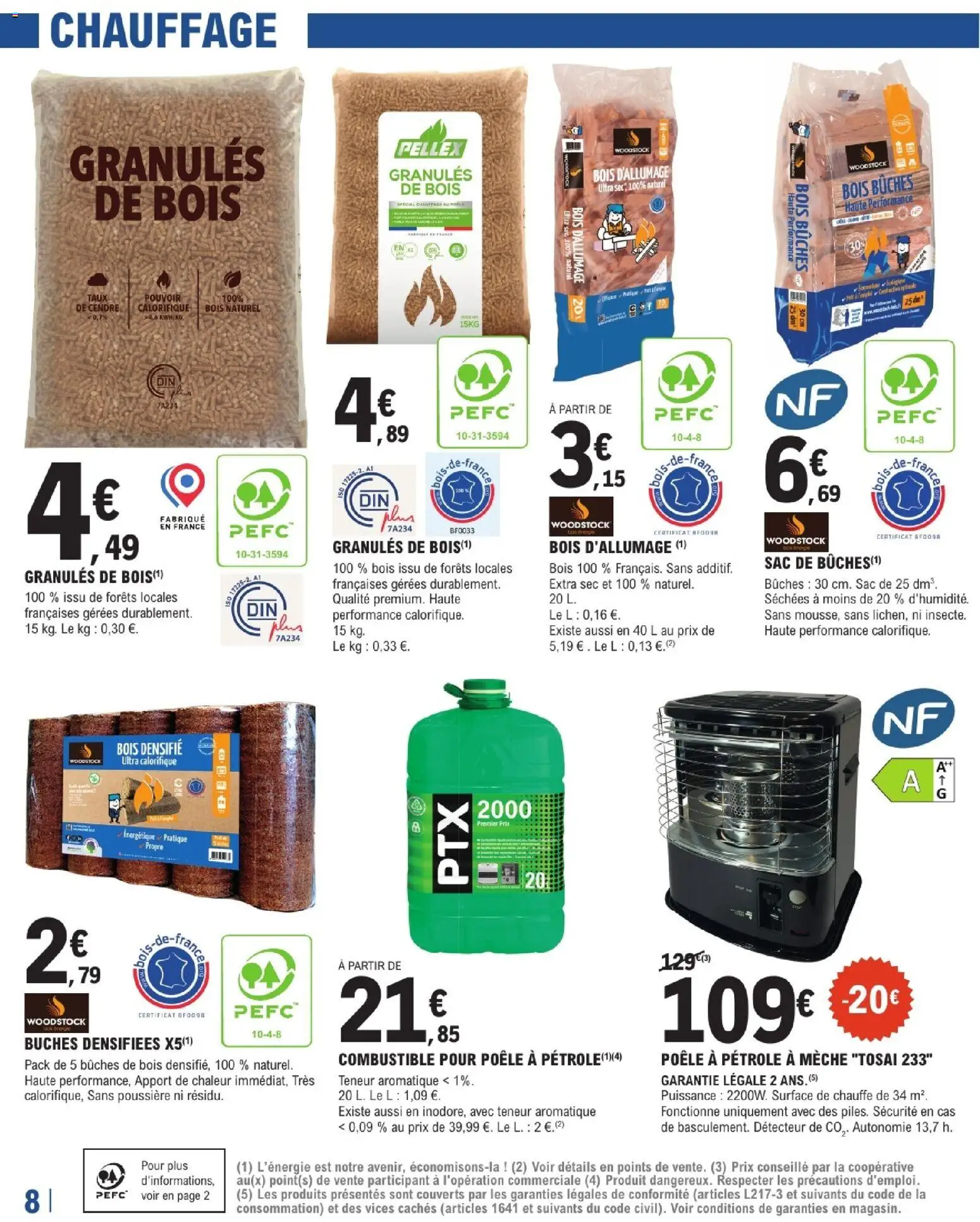 {H1} | Page: 8 | Produits: Sac, Combustible, Poêle à pétrole, Bûches densifiées