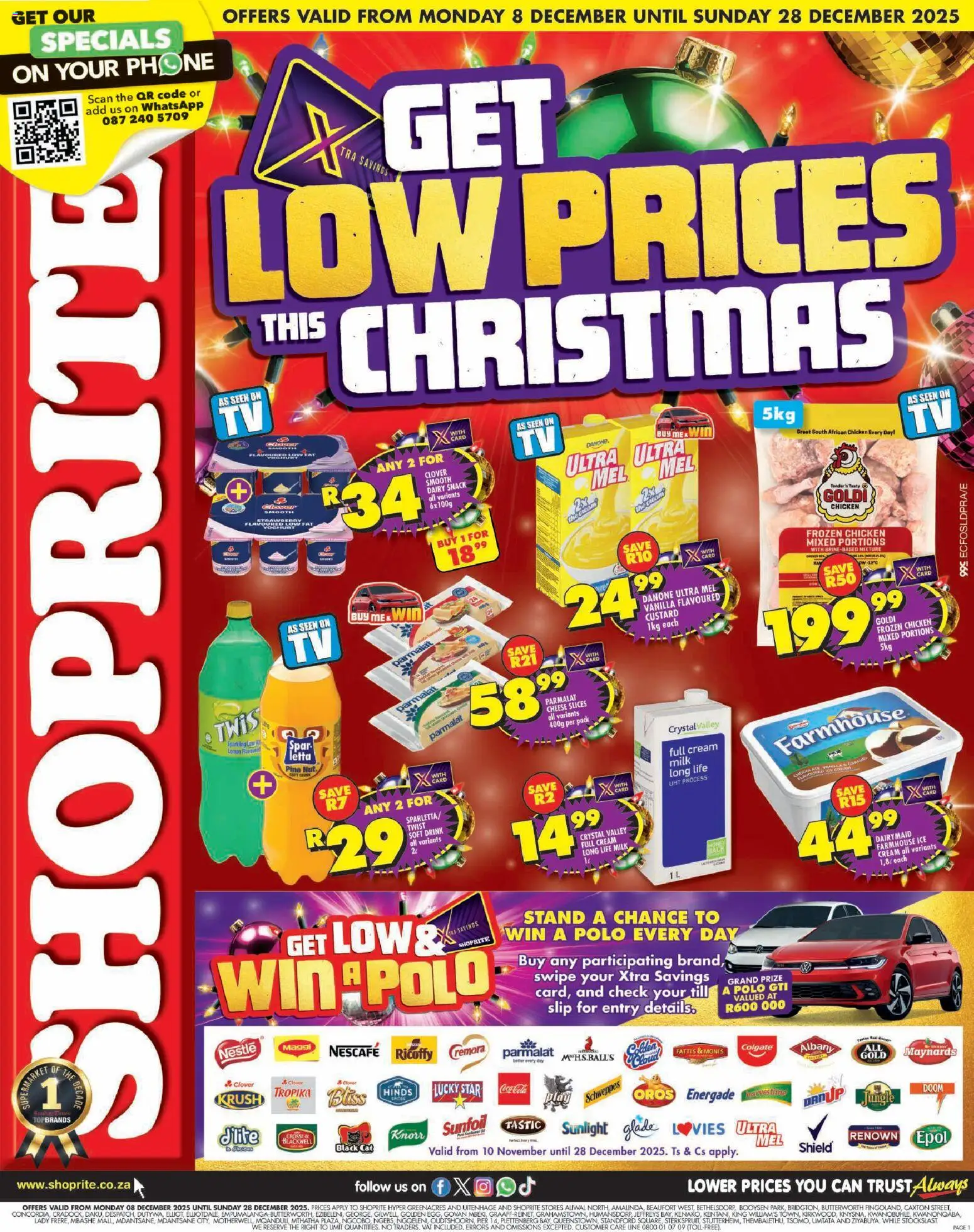 New Shoprite catalogue – valid from 08.12.2025 | Page: 1 | Products: Phone, Yoghurt, Chicken, Ice cream