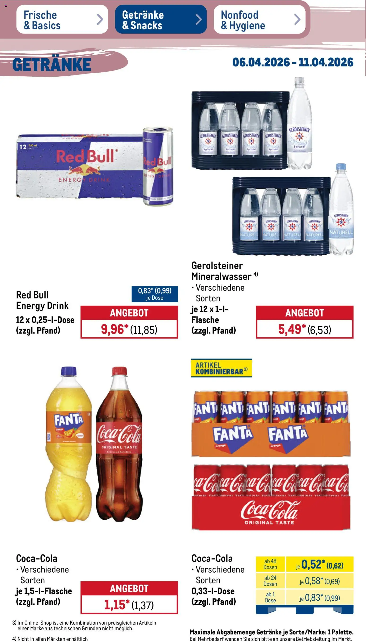 Metro Prospekt 	 – gültig ab 06.04.2026 | Seite: 28 | Produkte: Red bull, Cola, Mineralwasser, Gerolsteiner