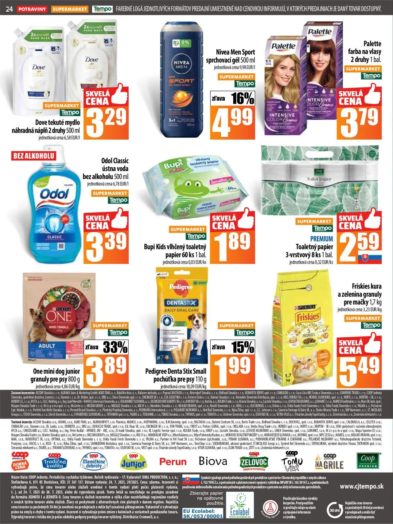 COOP Jednota leták │ platný od 24.07.2025 | Strana: 24 | Produkty: Nivea, Red Bull, Ponožky, Voda