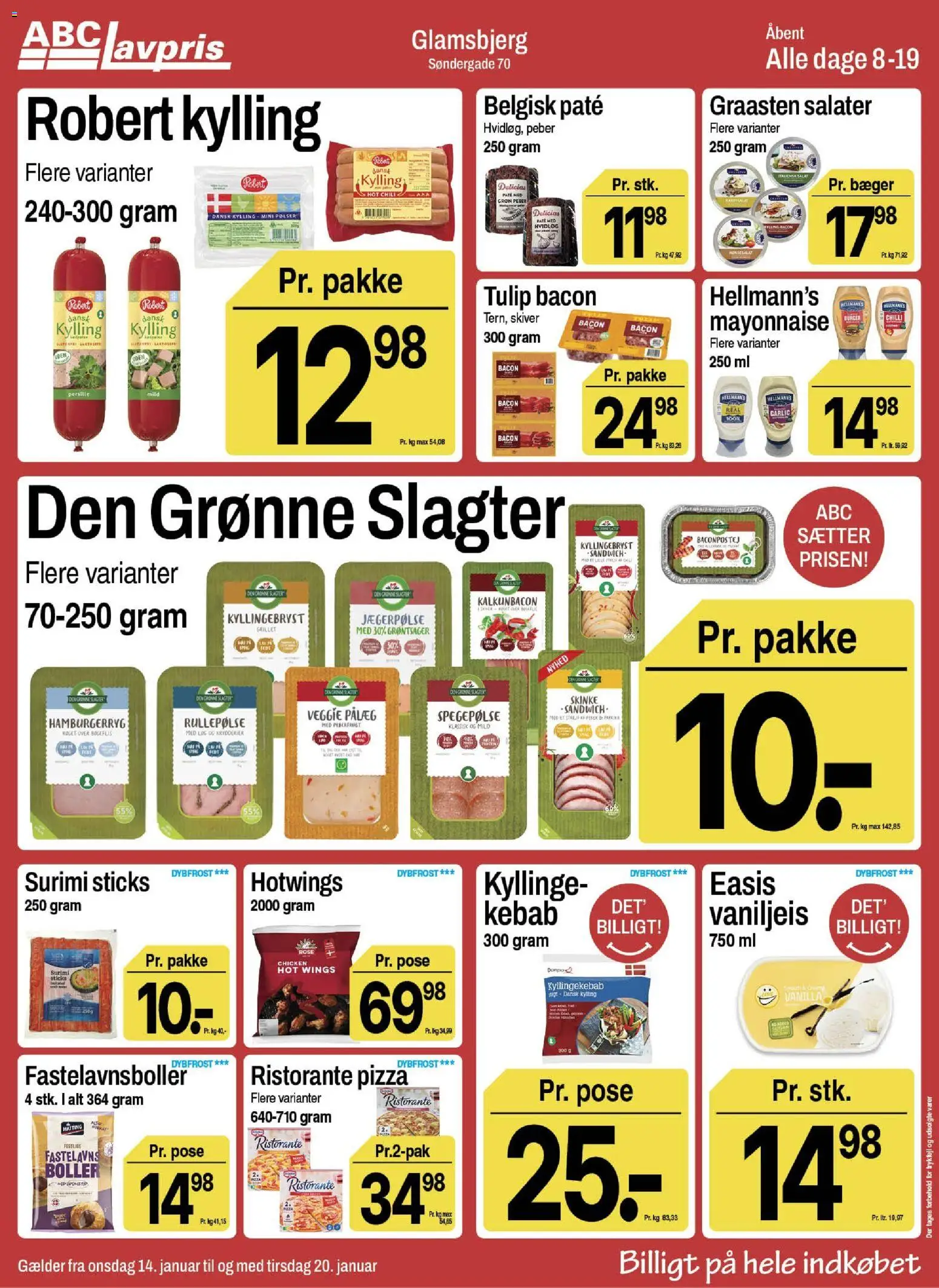 Abc Lavpris tilbudsavis – gyldig fra 14.01.2026 | Side: 6 | Produkter: Pølser, Salat, Rullepølse, Chilli