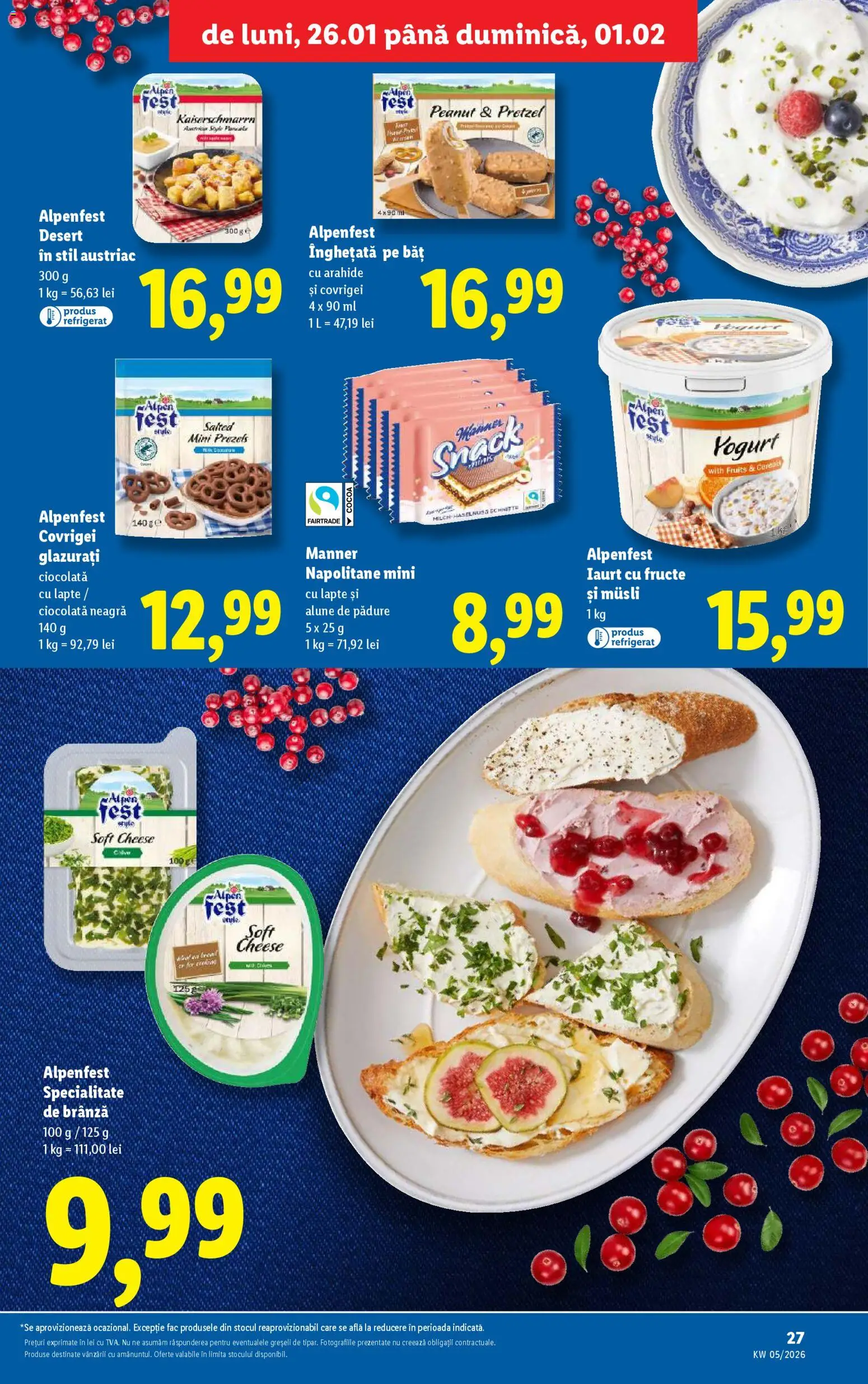Noul catalog Lidl – valabil de la 26.01.2026 | Pagină: 27 | Produse: Arahide, Lapte, Brânză, Ciocolată