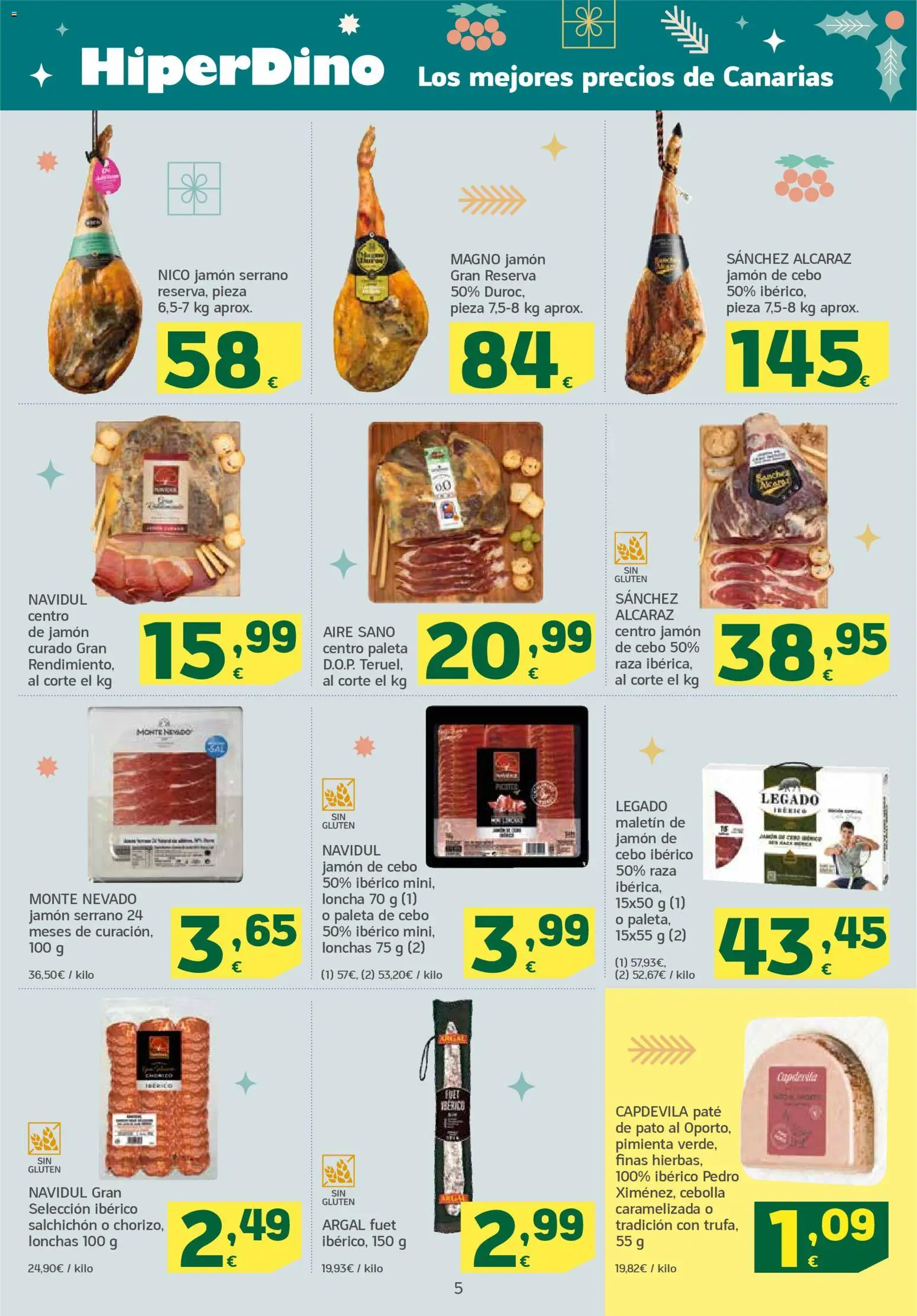 HiperDino folleto │ válido desde el 25.11.2025 | Página: 5 | Productos: Jamón serrano, Jamón, Paté, Παγωμένο τσάι