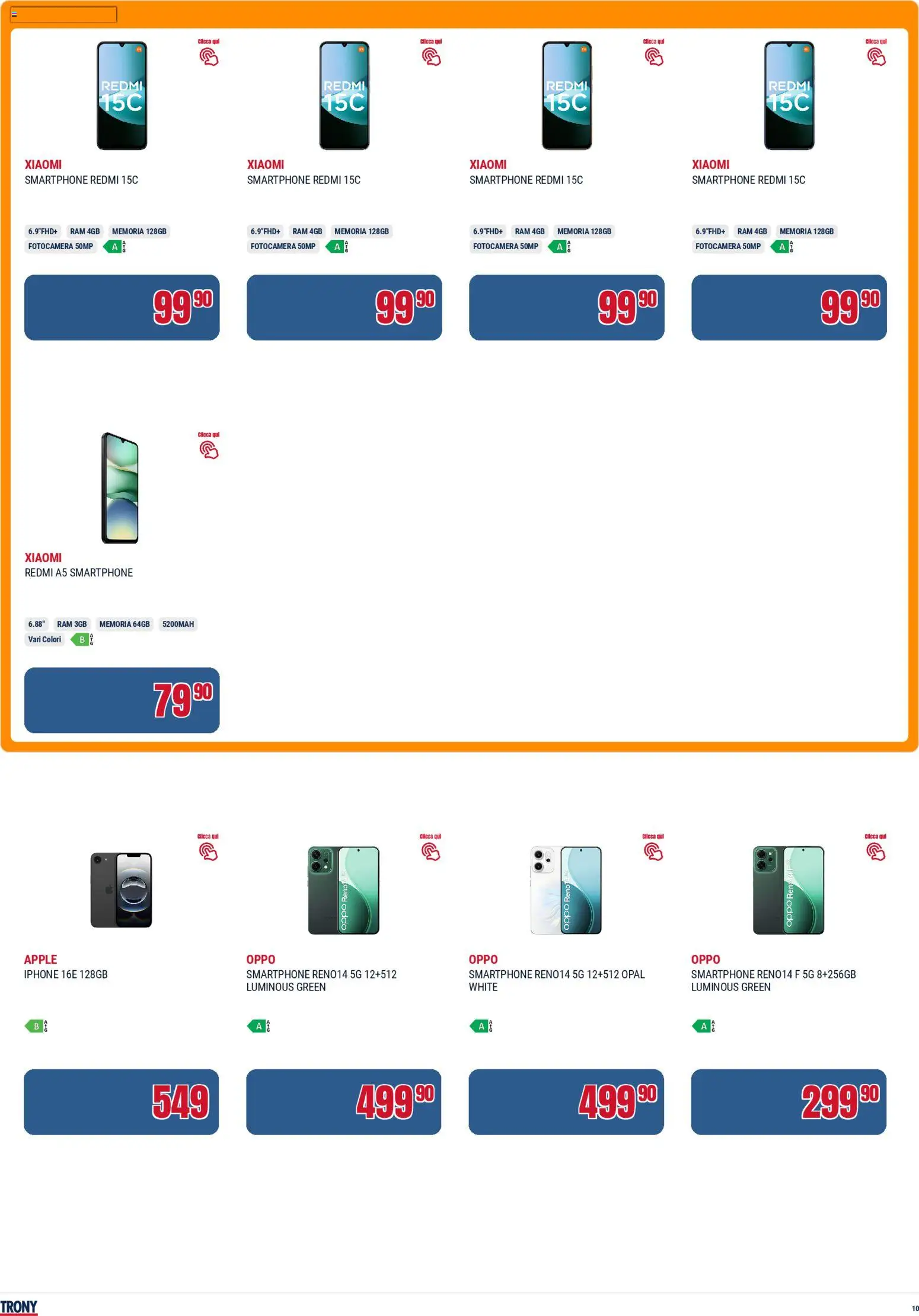 Volantino Trony del 04.12.2025 | Pagina: 10 | Prodotti: Xiaomi, Iphone, Smartphone, Fotocamera