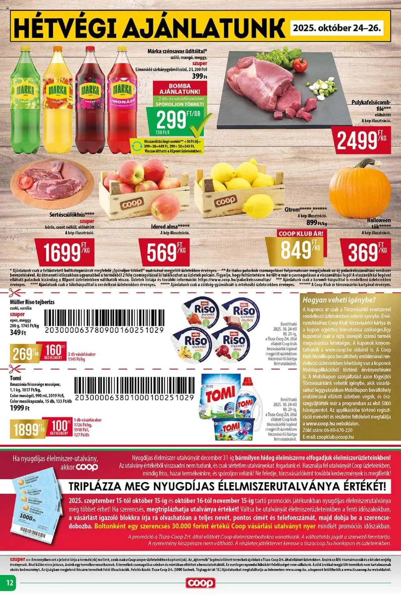 COOP akciós ujság - amely érvényes a következő dátumtól: 24.10.2025 | Oldal: 12 | Termékek: Tejberizs, Tök, Citrom, Mangó