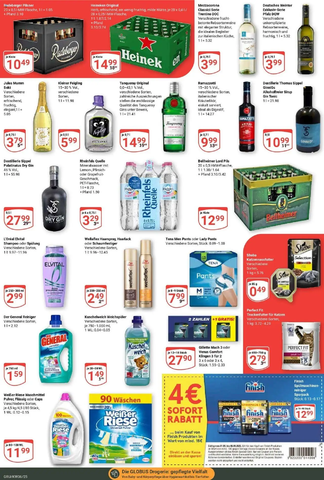 Globus prospekt Grünstadt	 – gültig ab 01.09.2025 | Seite: 6 | Produkte: Spülung, Mineralwasser, Radeberger pilsner, Ramazzotti
