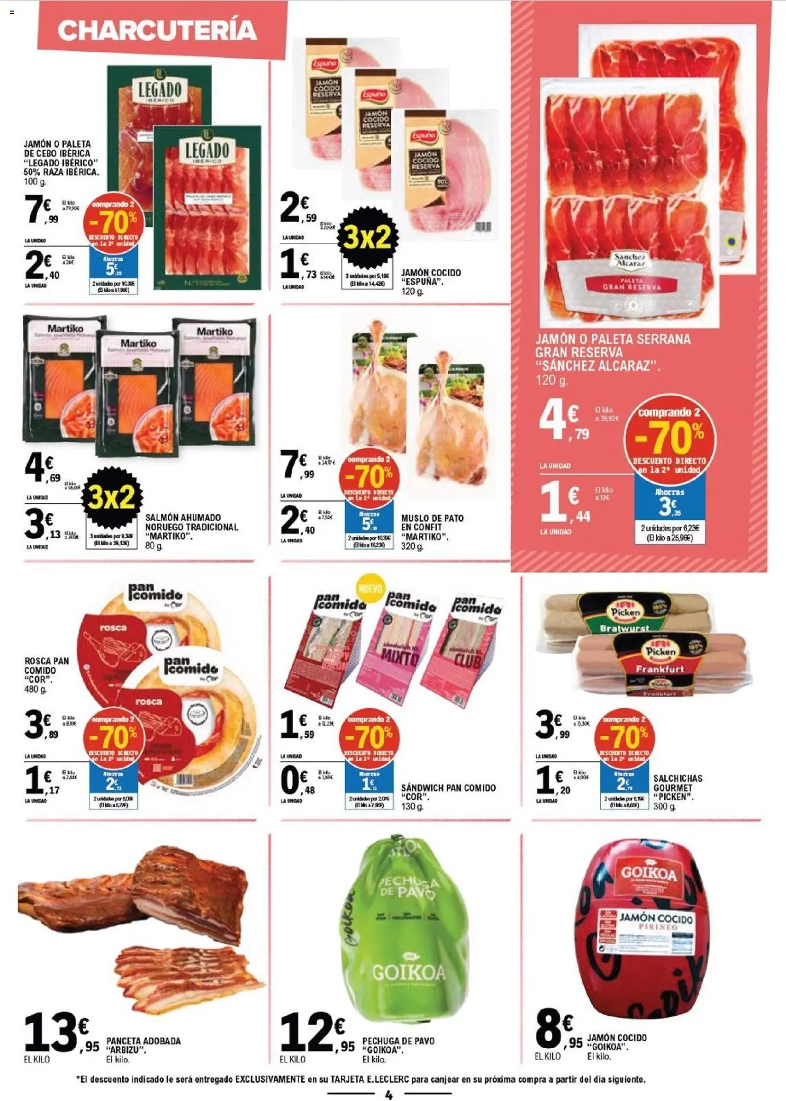 E.Leclerc Mas Barato │ válido desde el 15.04.2026 | Página: 4 | Productos: Ηλεκτρικός φούρνος, Pan, Jamón cocido, Salmón ahumado