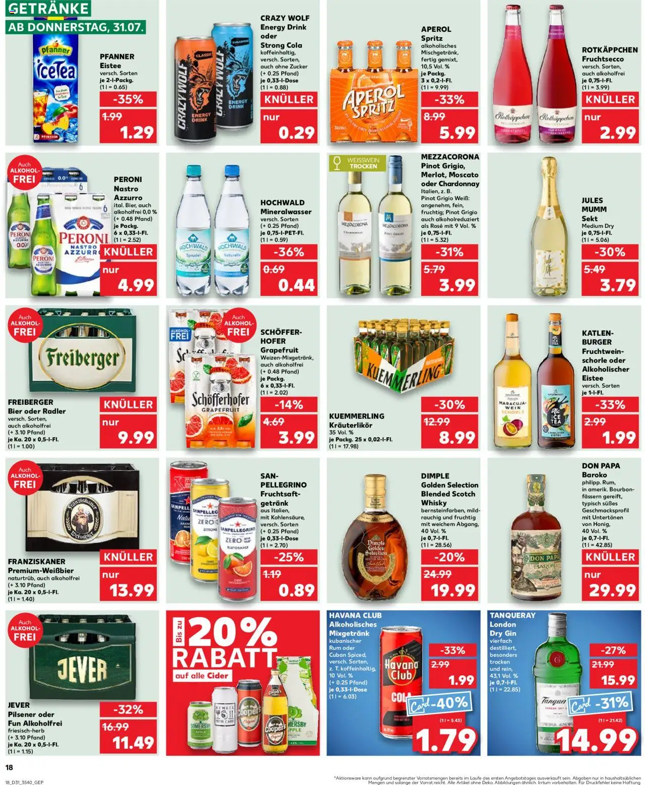 Kaufland Prospekt 	 - gültig ab dem 31.07.2025 | Seite: 18 | Produkte: Mumm sekt, Kuemmerling, Aperol, Wein