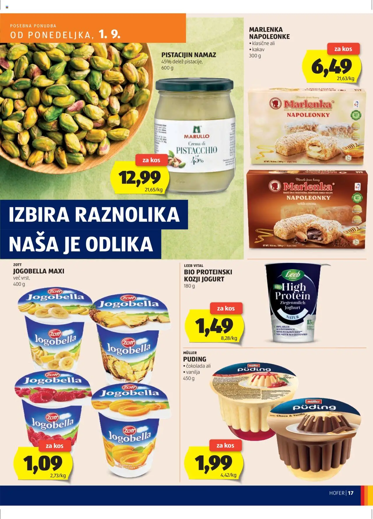 Hofer SI katalog | vrijedi od 28.08.2025 | Stranica: 17 | Proizvodi: Jogurt, Čokolada, Puding, Namaz