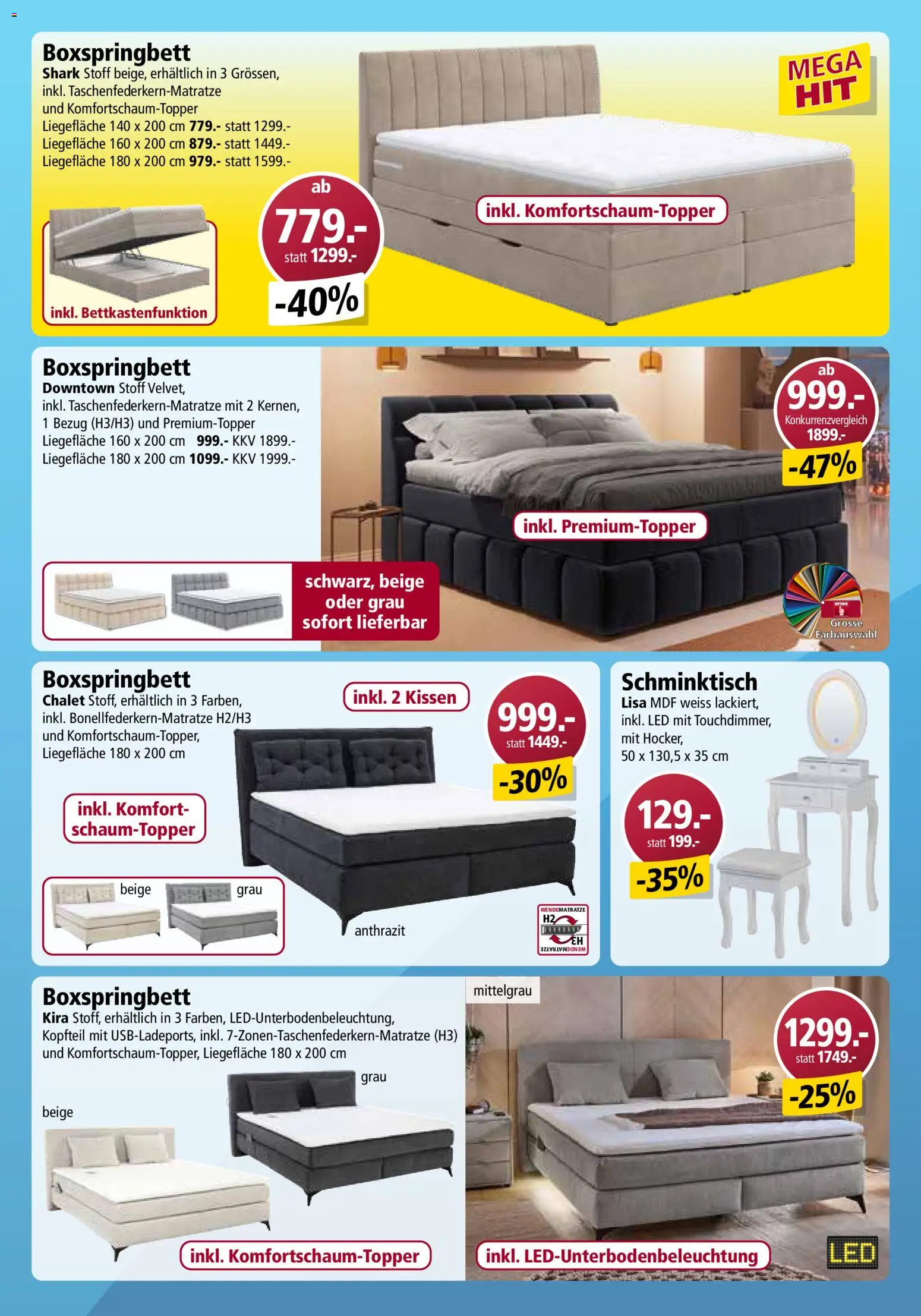 Otto's Aktionen Online – gültig ab 22.11.2025 | Seite: 30 | Produkte: Kissen, Boxspringbett, Schminktisch