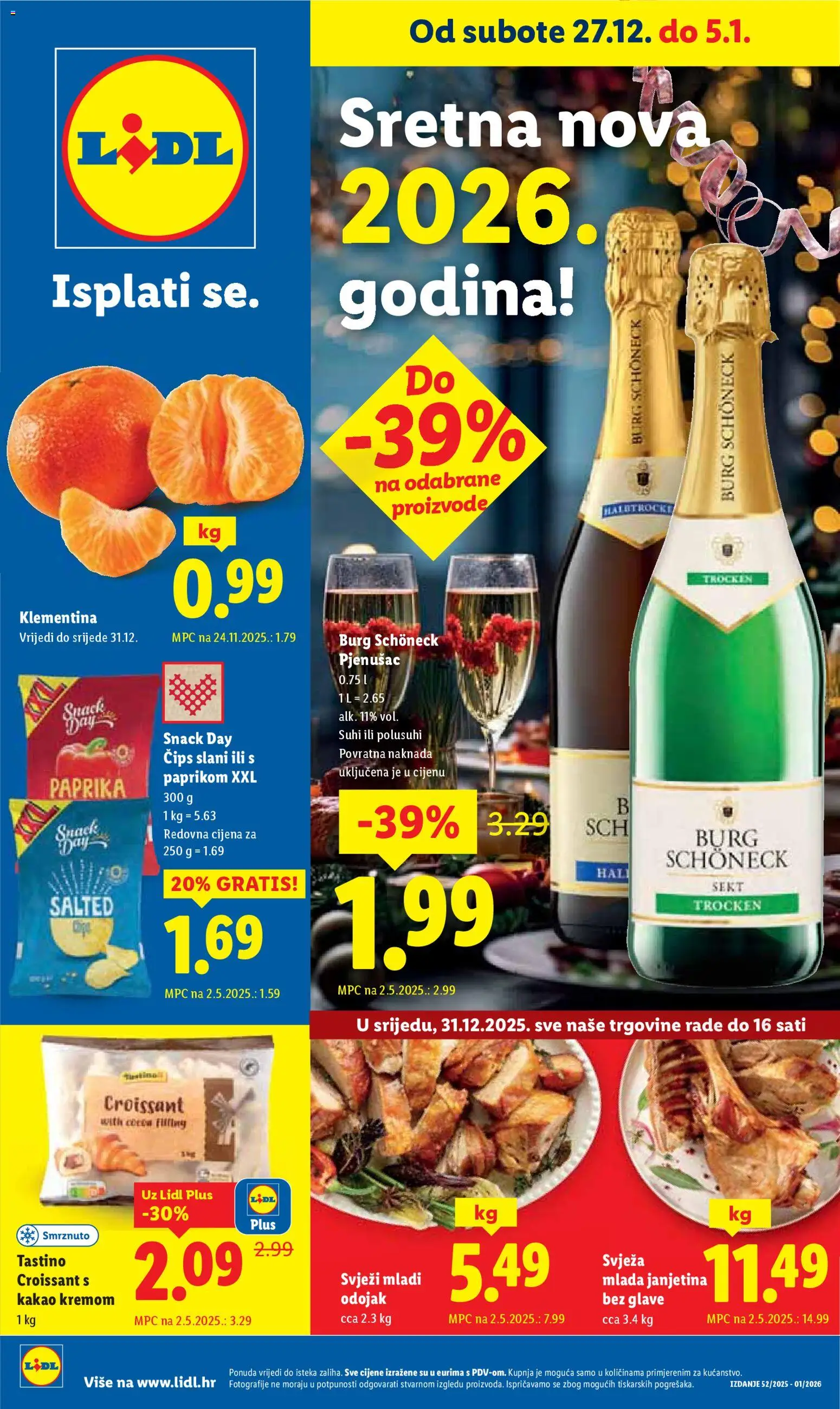 Lidl katalog | vrijedi od 27.12.2025 | Stranica: 1 | Proizvodi: Janjetina, Odojak, Paprika, Čips