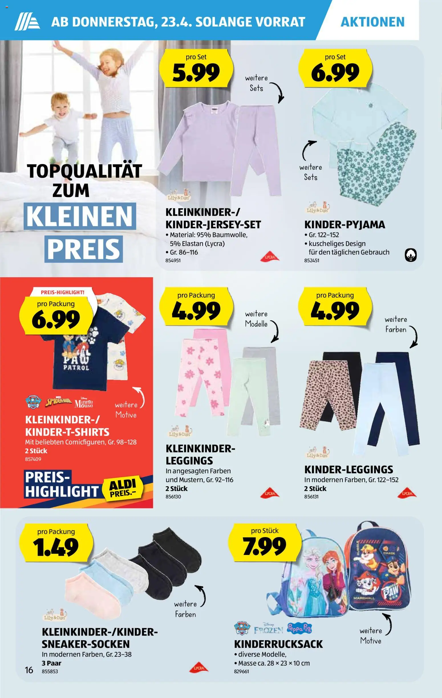 Aldi aktionen – gültig ab 23.04.2026 | Seite: 16 | Produkte: Leggings