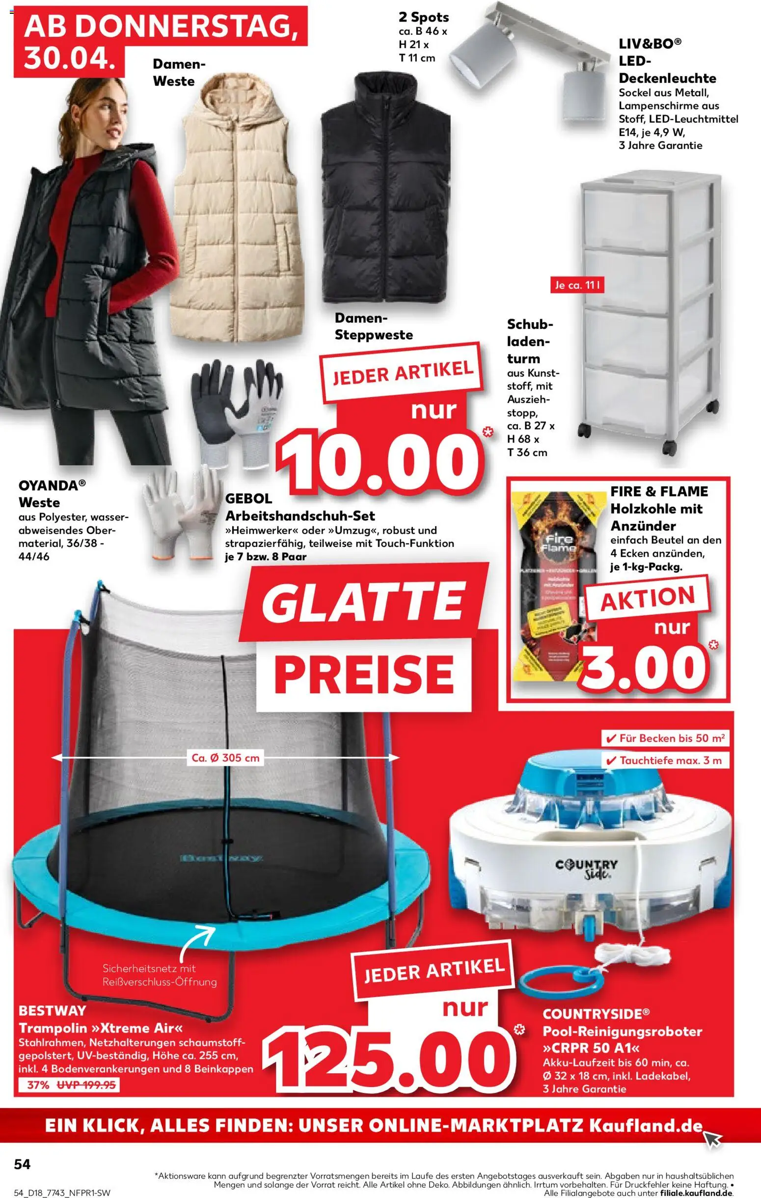 Kaufland Prospekt Völklingen	 – gültig ab 30.04.2026 | Seite: 54 | Produkte: Steppweste, Trampoline, Wasser, Weste