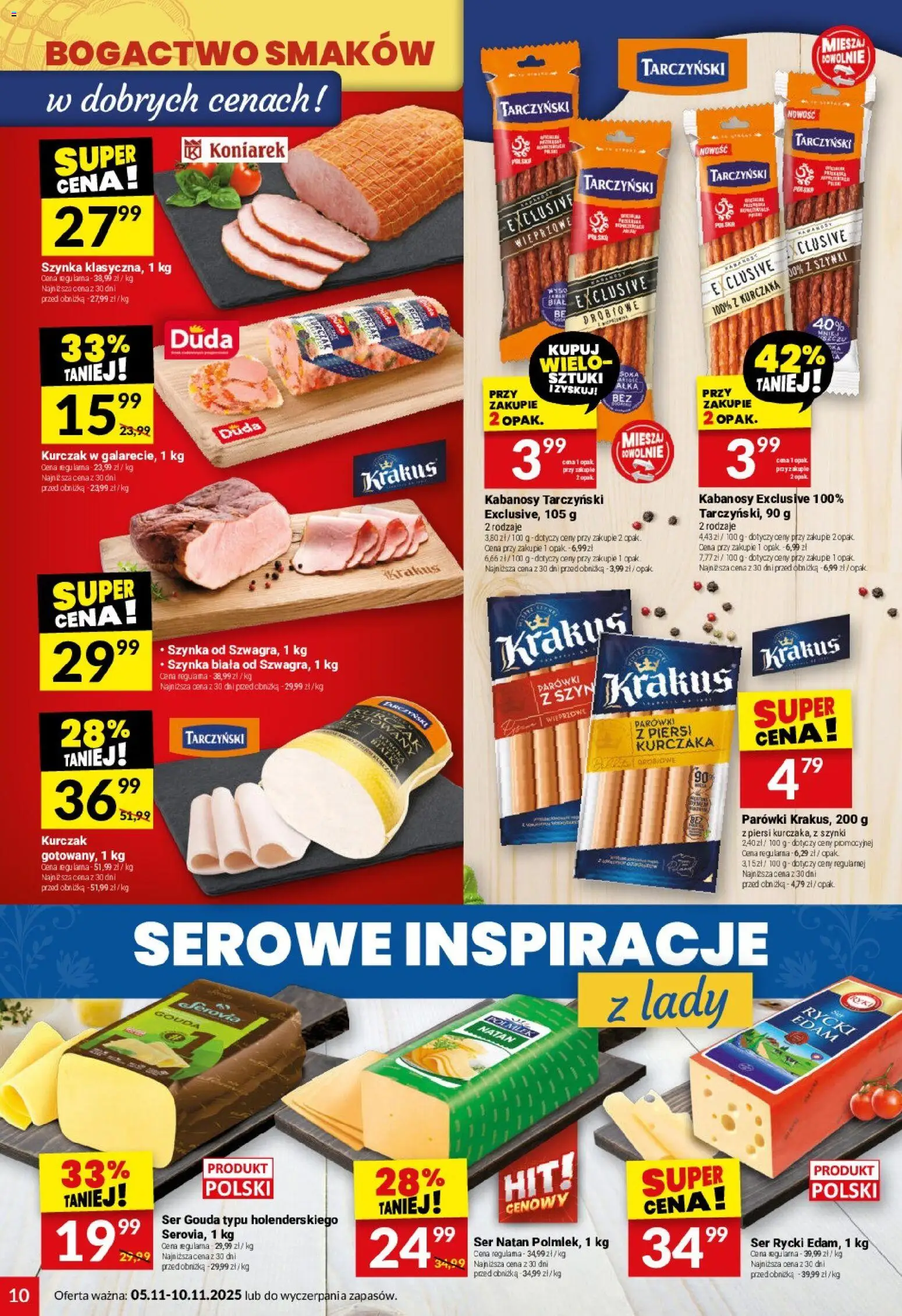 Twój Market Gazetka od 05.11.2025 | Strona: 10 | Produkty: Piersi, Szynka, Ser, Ser gouda
