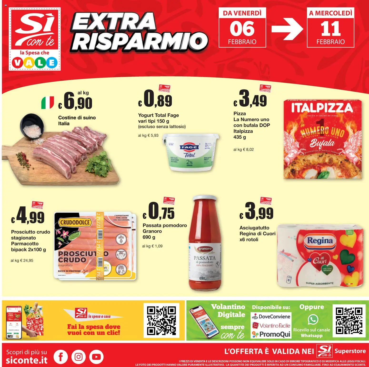 Volantino Sì con Te del 29.01.2026 | Pagina: 24 | Prodotti: Prosciutto Crudo, Yogurt, Pizza, Tè