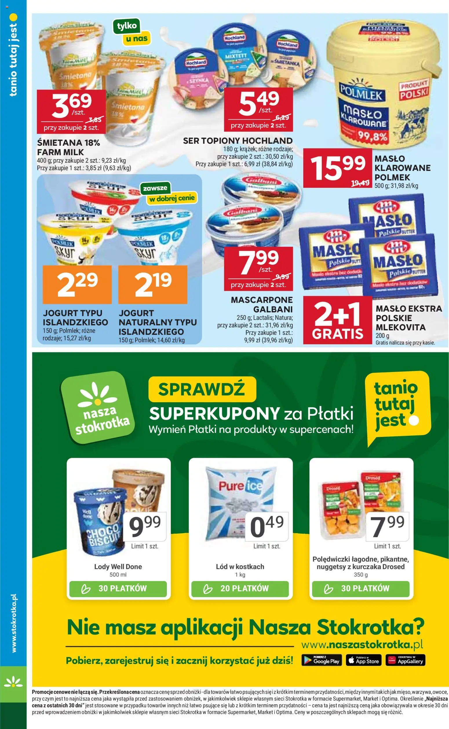 Stokrotka gazetka od 16.04.2026 | Strona: 22 | Produkty: Mascarpone, Śmietana, Płatki, Lody