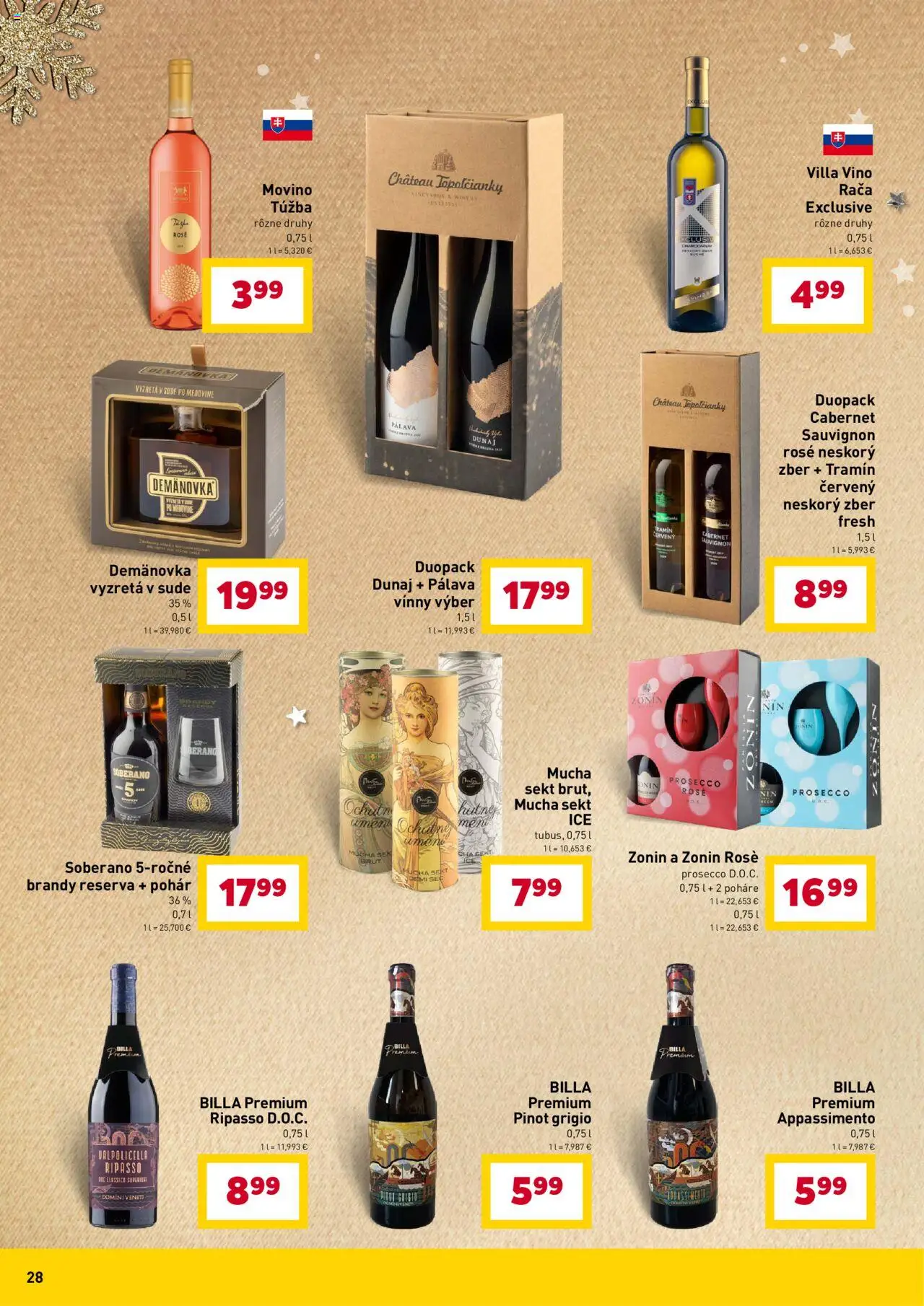 Nové Billa akcie – leták je platný od 15.10.2025 | Strana: 28 | Produkty: Víno, Prosecco, Soberano, Brandy