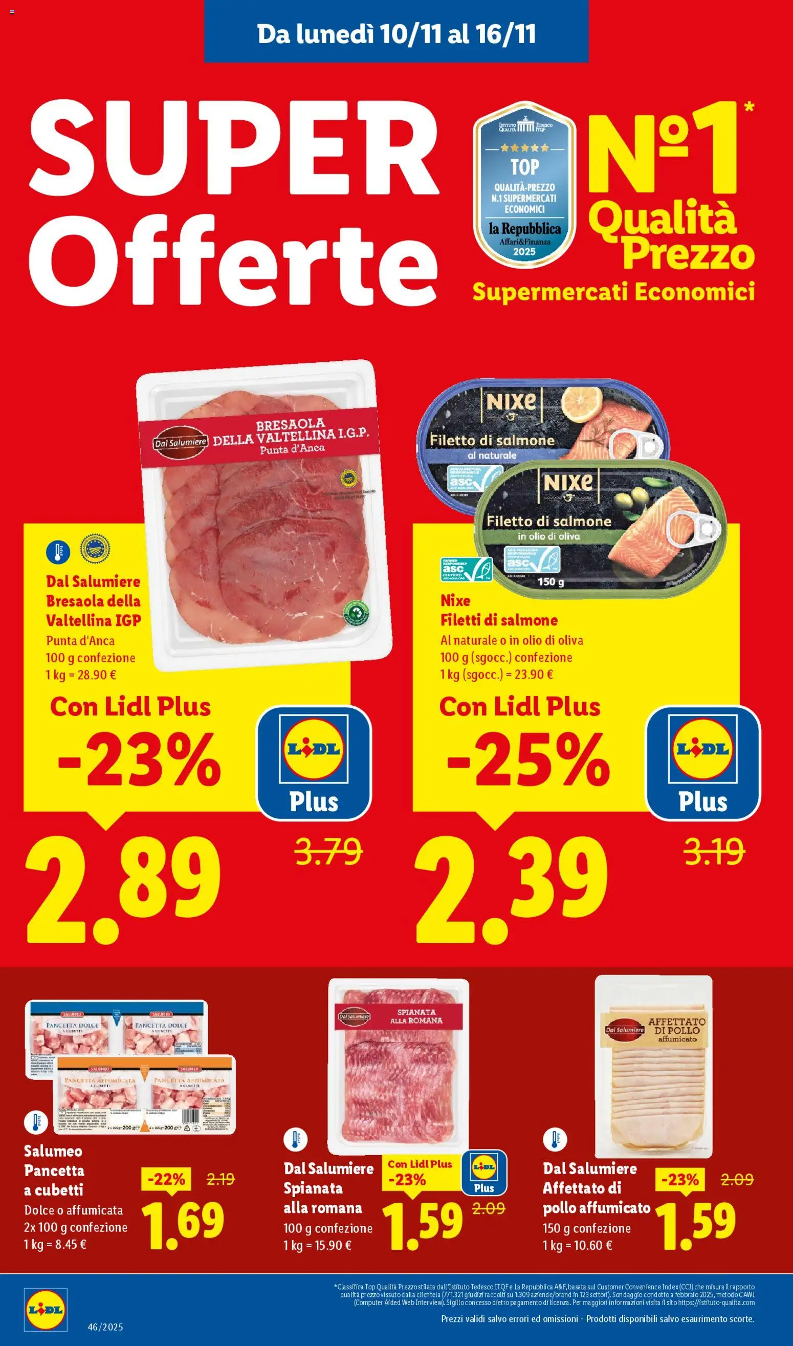 Volantino Lidl del 10.11.2025 | Pagina: 18 | Prodotti: Salmone, Pancetta, Top, Olio di Oliva