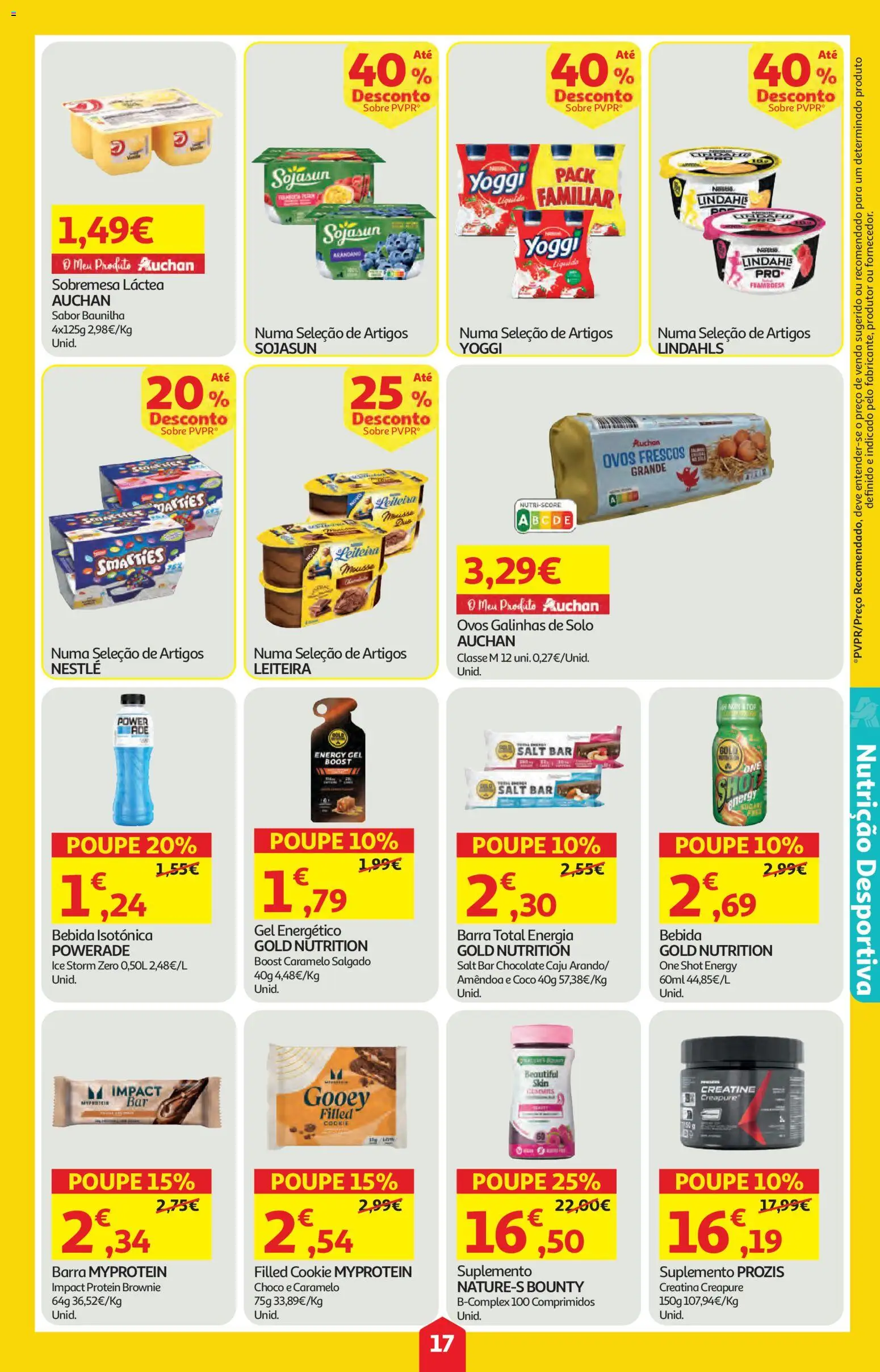 Auchan folheto │ válido de 09.04.2026 | Página: 17 | Produtos: Creatina, Ovos, Chocolate, Bebida
