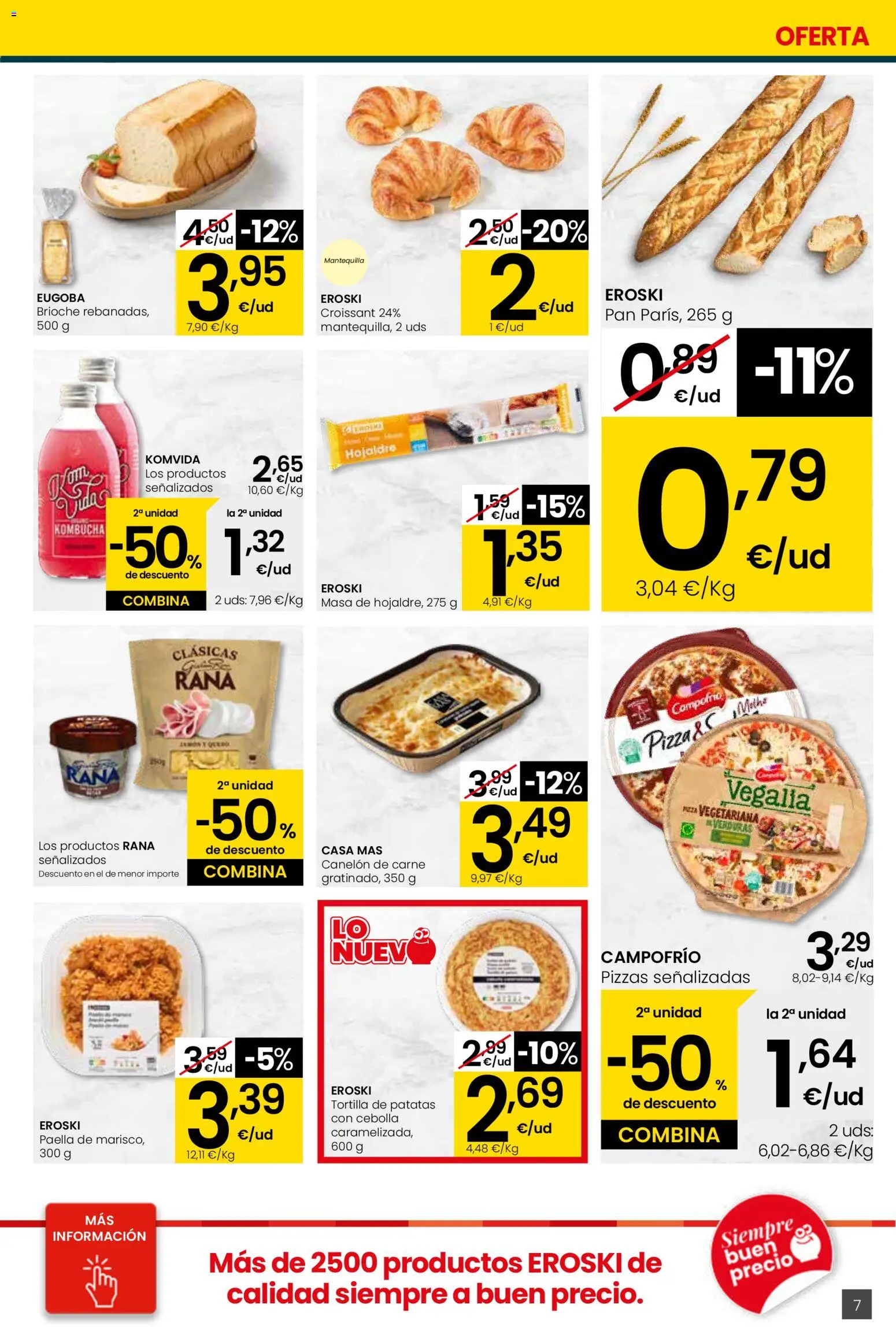 Eroski - Quieres ahorrar conmigo Center │ válido desde el 26.03.2026 | Página: 7 | Productos: Pizza, Croissant, Παγωμένο τσάι, Συσκευή ροής