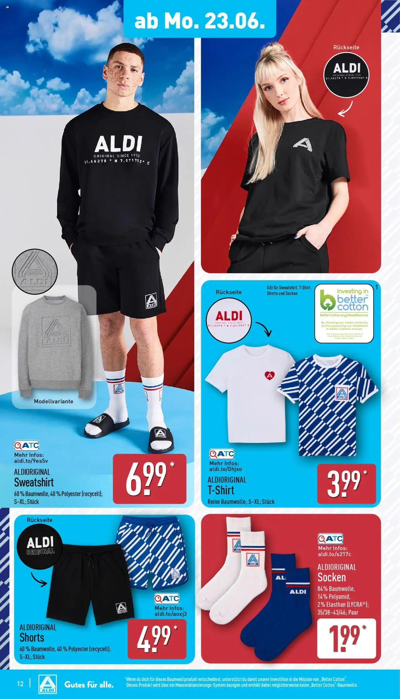 Aldi Prospekt 	 - gültig ab dem 23.06.2025 | Seite: 16 | Produkte: Sweatshirt, T-Shirt, Socken