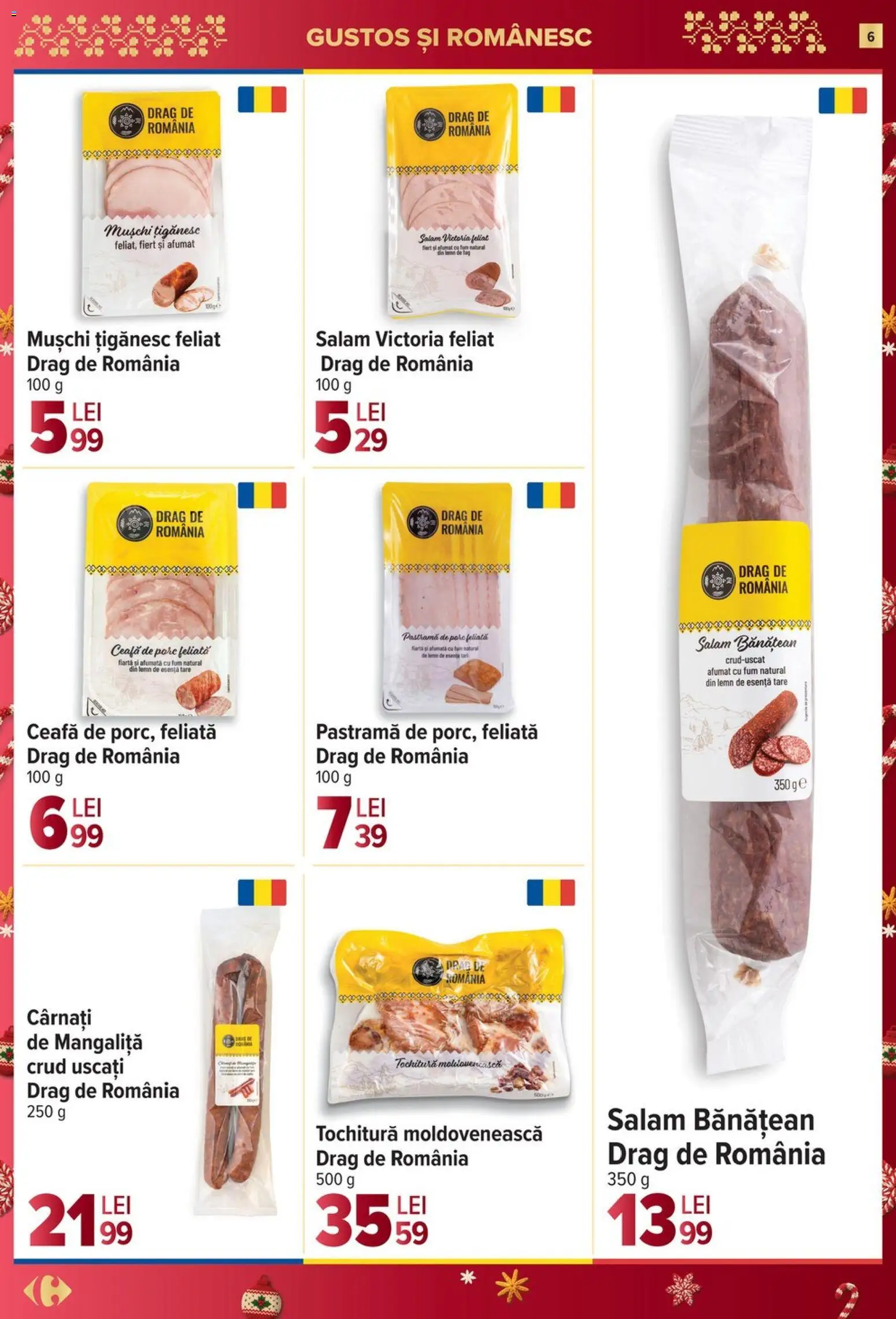Noul catalog Carrefour – valabil de la 26.11.2025 | Pagină: 6 | Produse: Șort, Salam, Cârnați