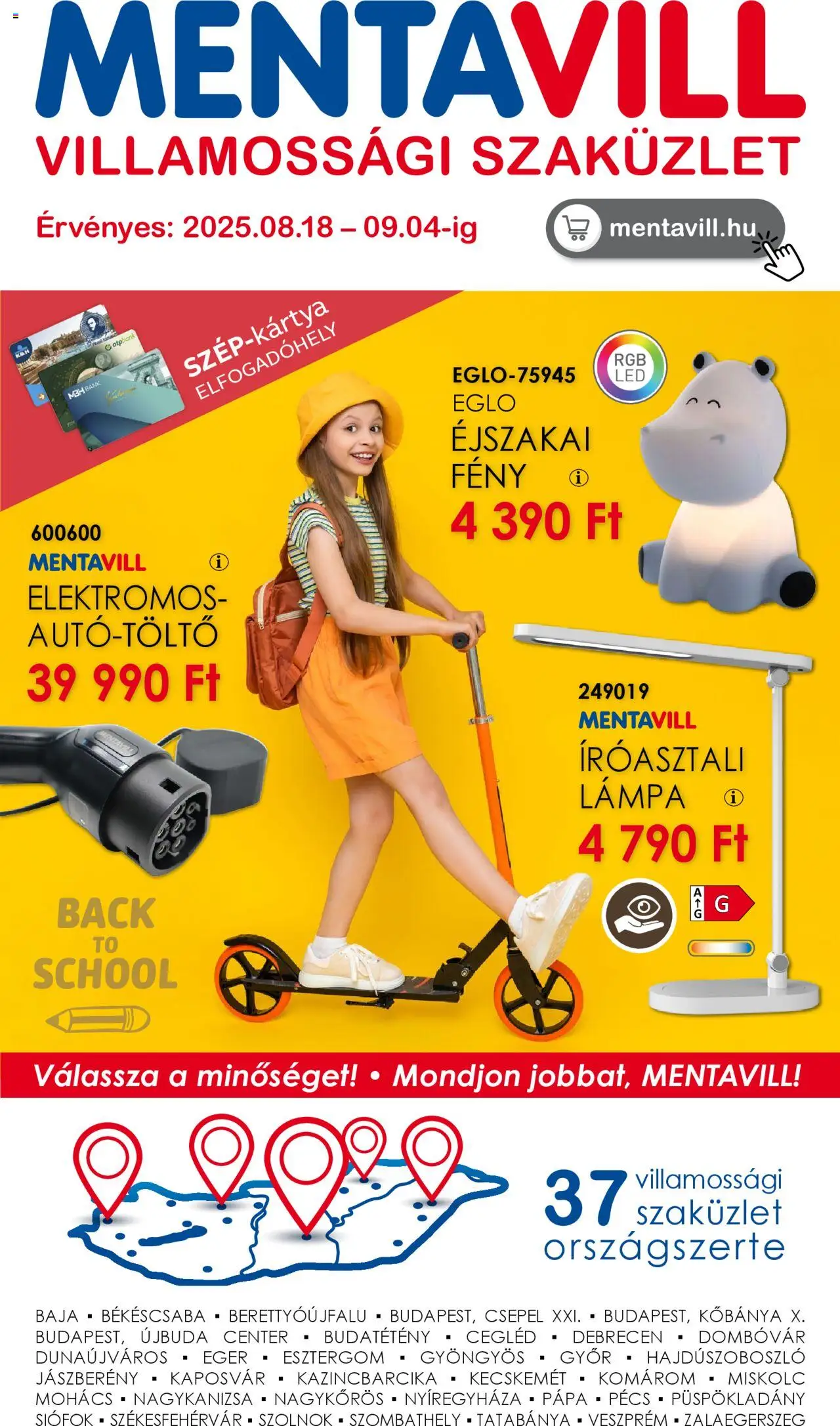 Mentavill akciós ujság - amely érvényes a következő dátumtól: 18.08.2025 | Oldal: 1 | Termékek: Egér, Lámpa