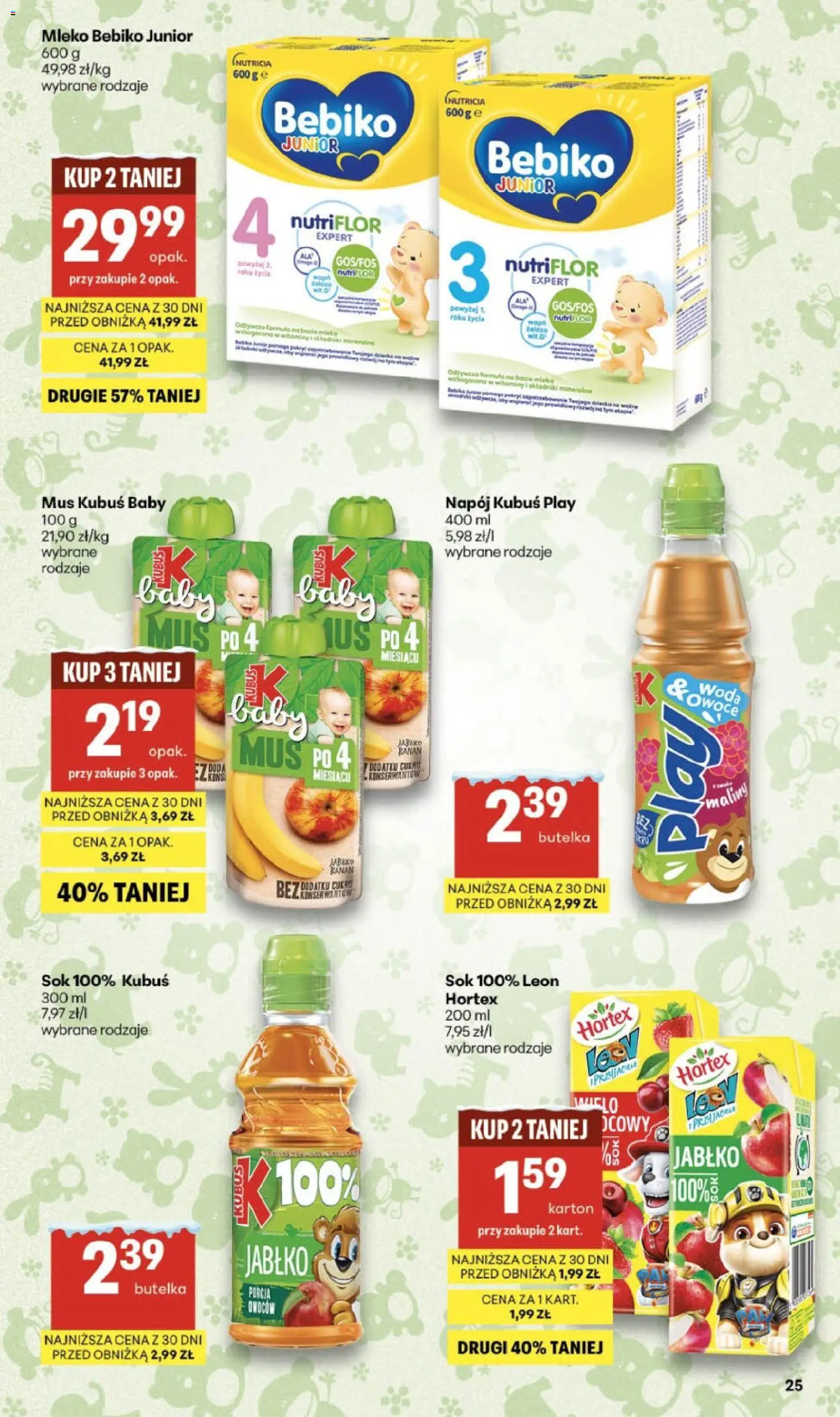 Delikatesy Centrum Gazetka od 29.01.2026 | Strona: 25 | Produkty: Mleko Bebiko, Mleka, Mleko, Sok