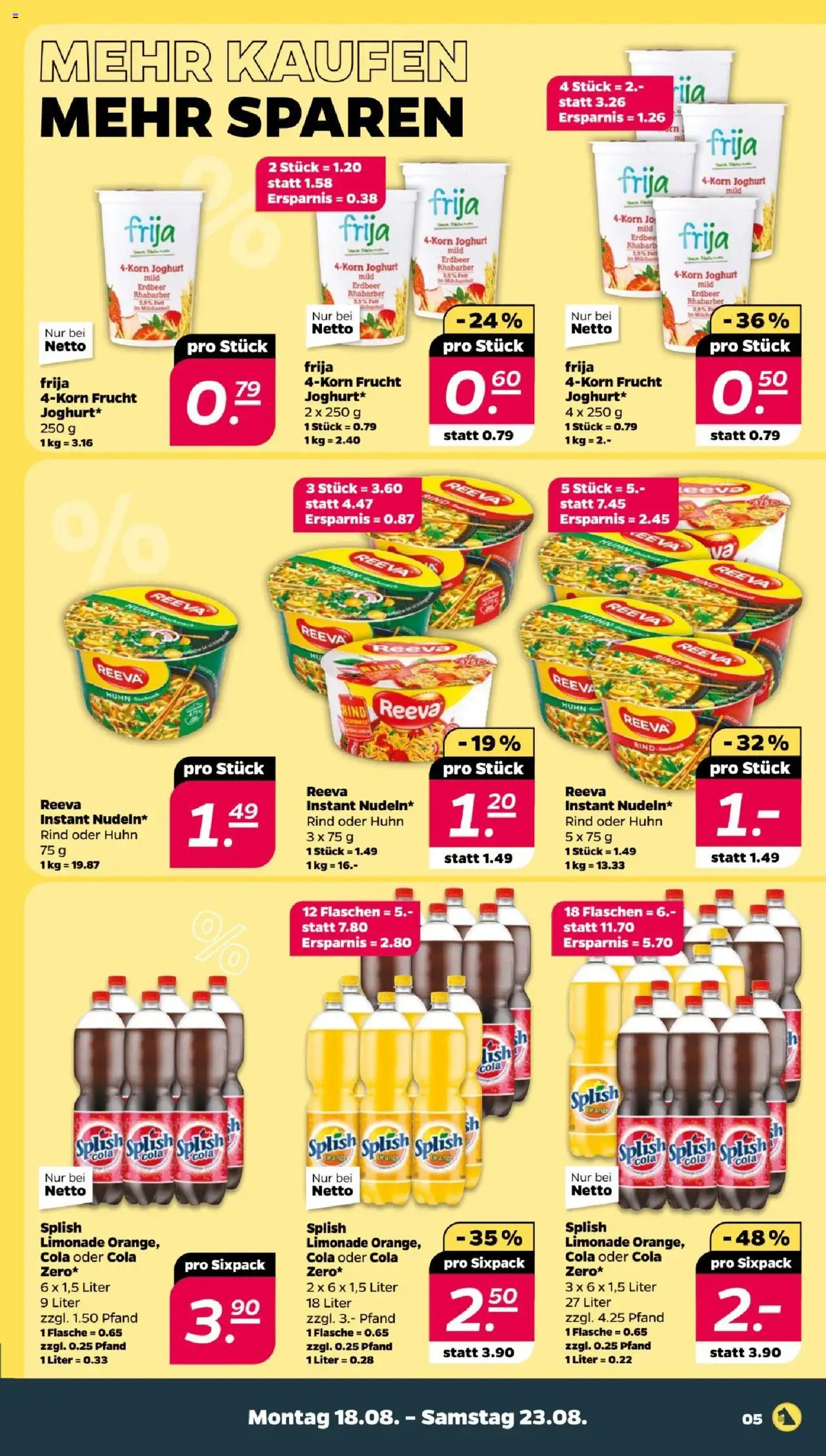 Netto Prospekt 	 - gültig ab dem 18.08.2025 | Seite: 5 | Produkte: Cola, Milch, Joghurt, Limonade