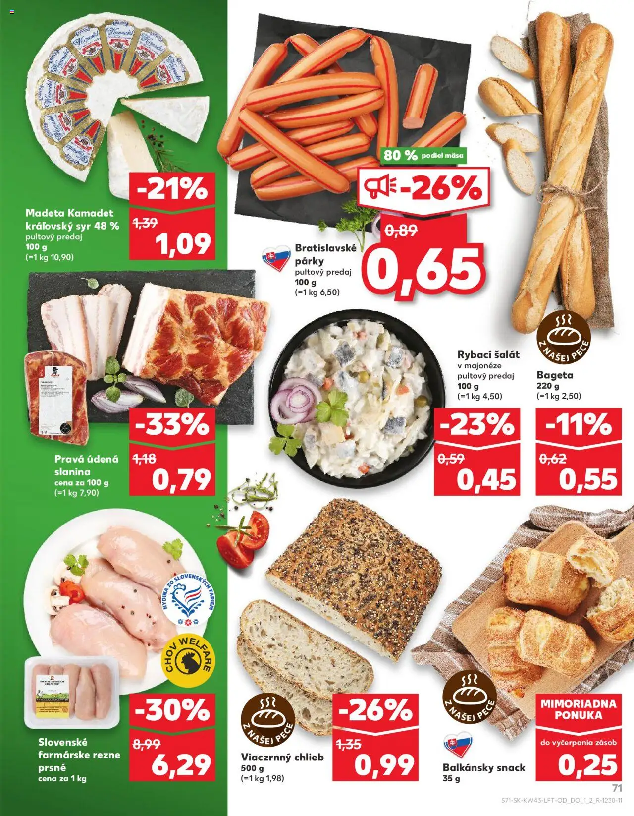 Nové Kaufland akcie – leták je platný od 23.10.2025 | Strana: 71 | Produkty: Chlieb, Slanina, Šalát, Pec