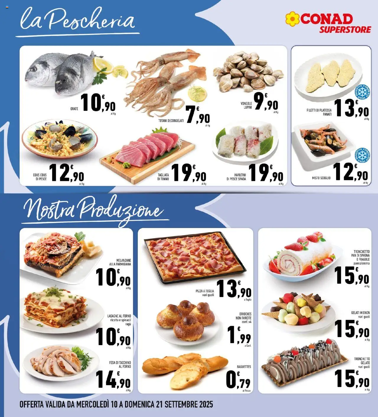 Volantino Conad del 10.09.2025 | Pagina: 6 | Prodotti: Gelato, Lasagna, Tonno, Melanzane