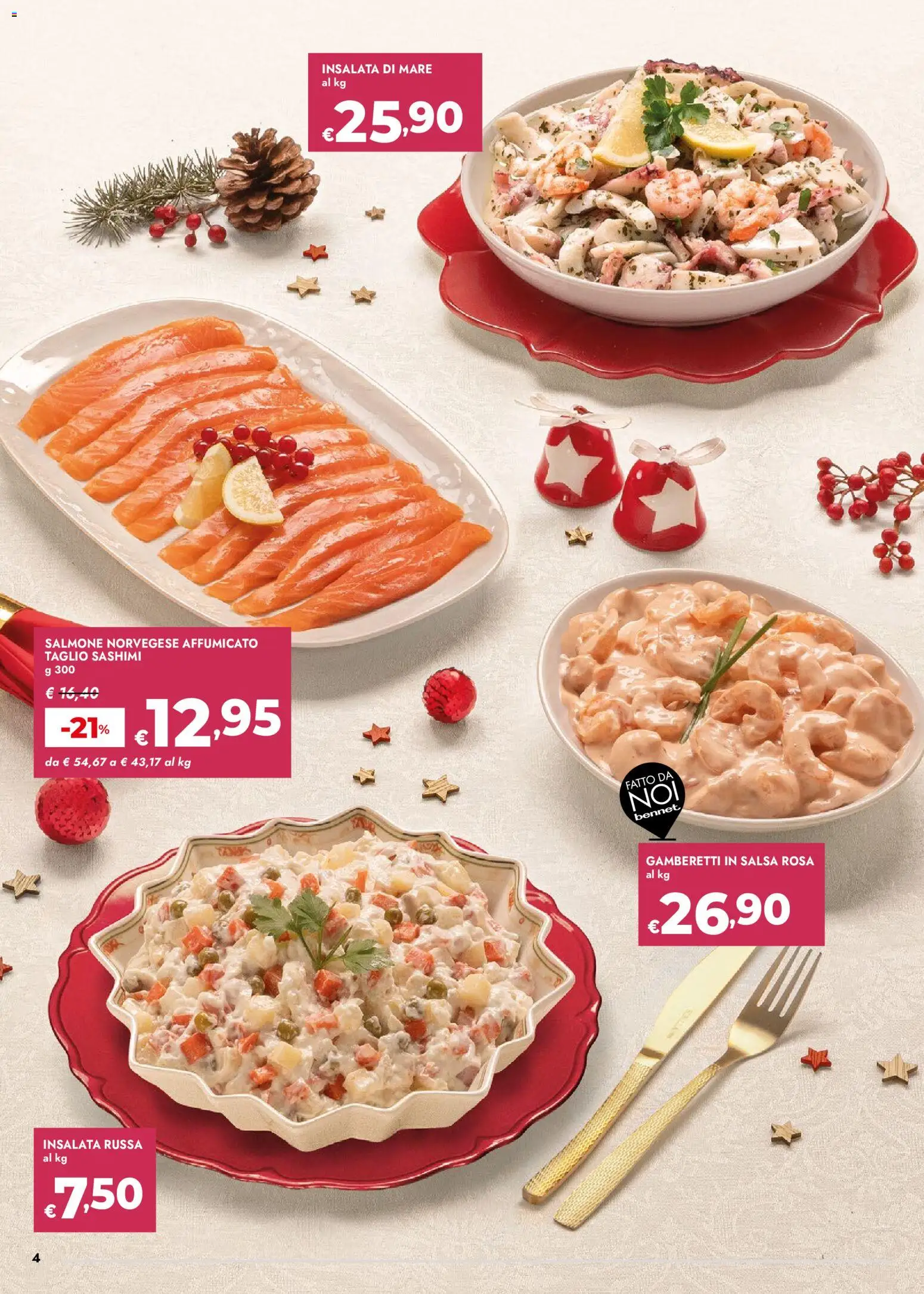 Volantino bennet del 18.12.2025 | Pagina: 4 | Prodotti: Salmone, Insalata, Insalata russa, Gamberetti