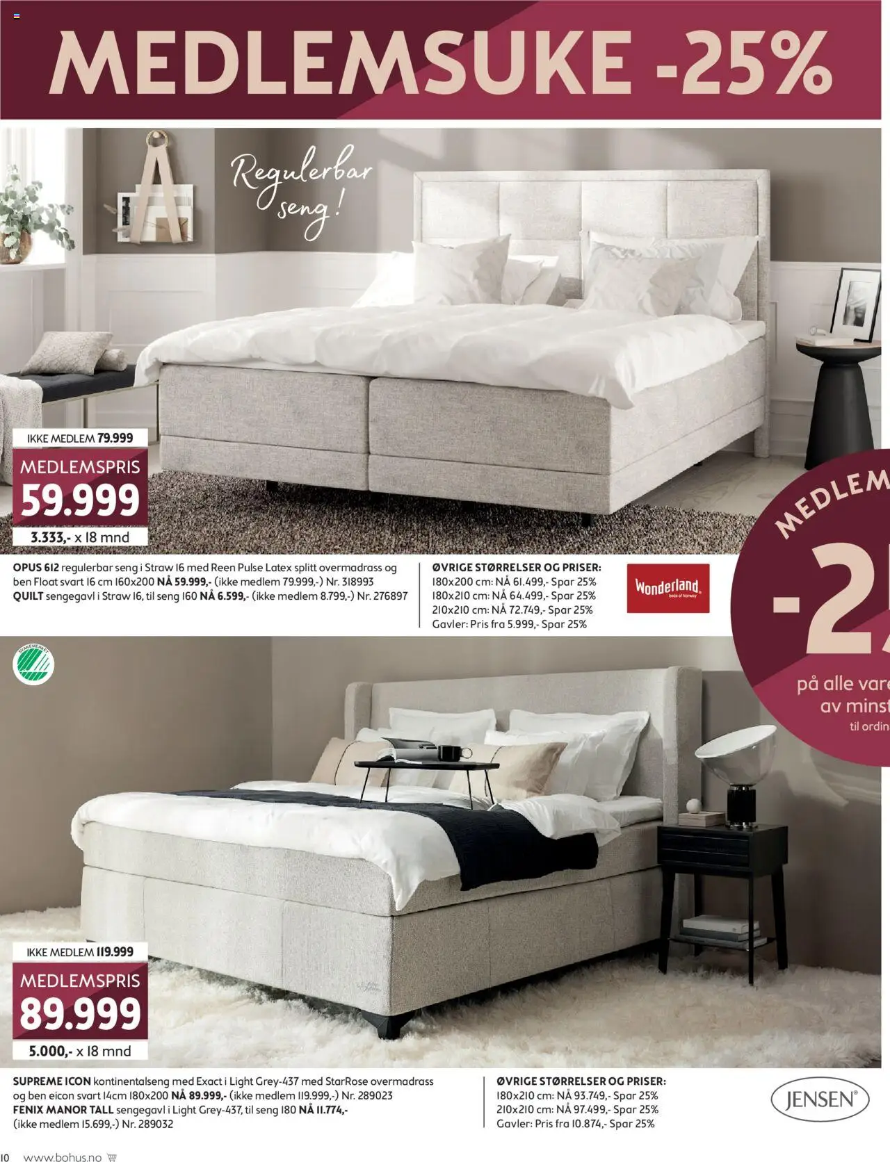 {H1} | Side: 10 | Produkter: Overmadrass, Kontinentalseng, Seng, Sengegavl